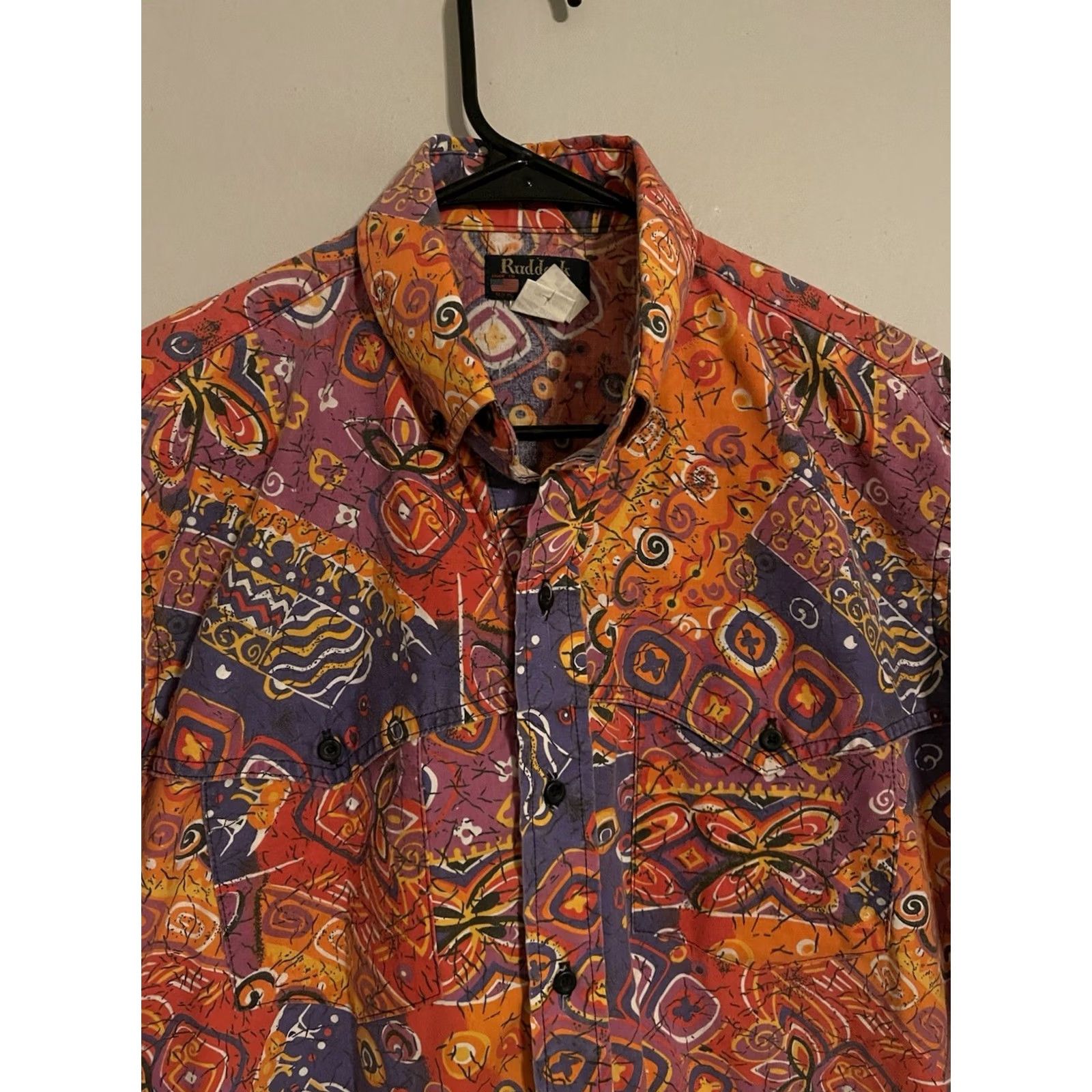 Vintage VINTAGE Ruddock Bros Shirt Men's M Orange Abstract Retro Western Made in USA Size US M / EU 48-50 / 2 - 2 Thumbnail