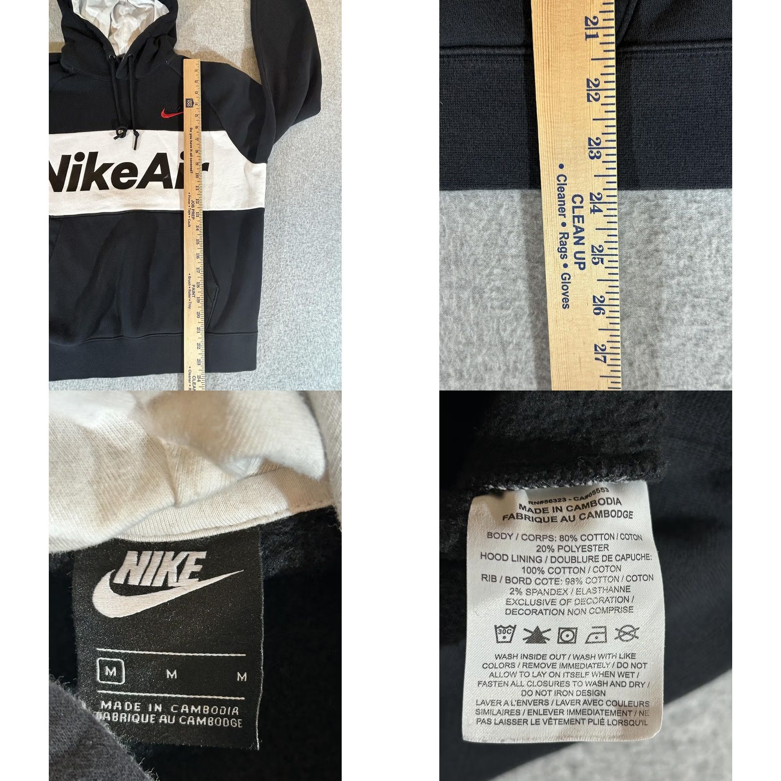Nike Nike Hoodie Mens M Black White Colorblock Air Pullover Fleece Sweatshirt Graphic Print Embroidered Logo Kangaroo Pocket Size US M / EU 48-50 / 2 - 8 Thumbnail