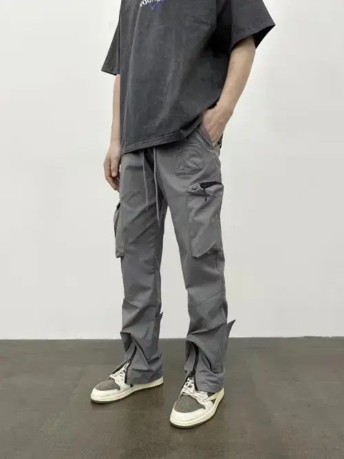 function zipper tactical flared cargo pants