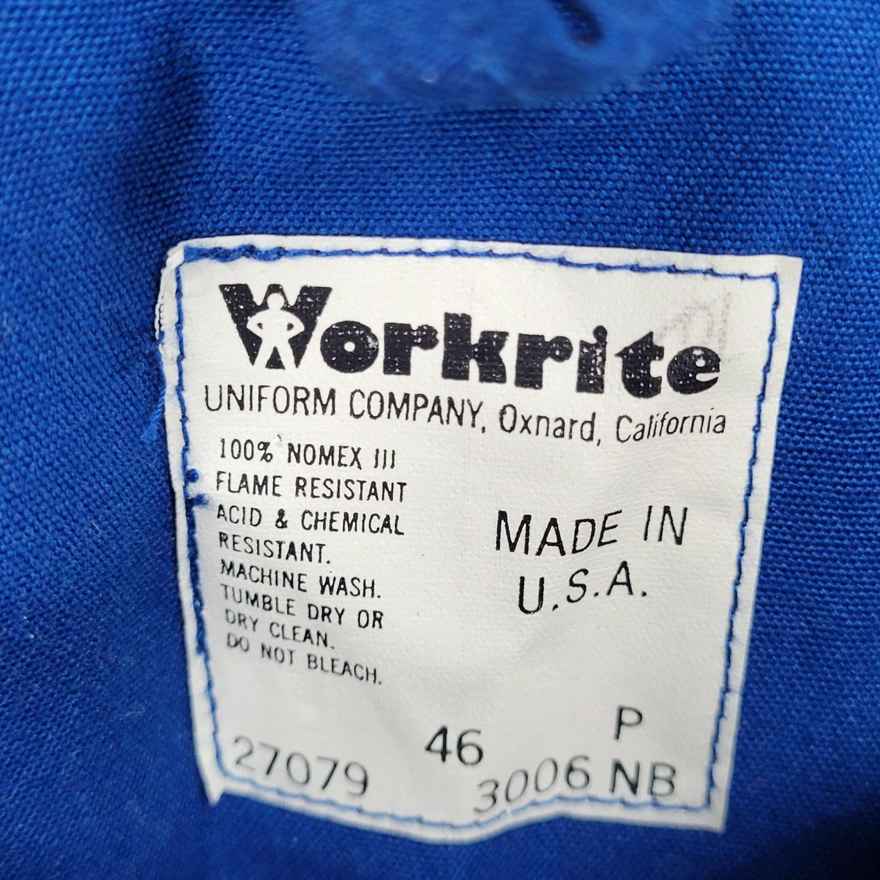 Layer 8 VINTAGE Workrite Blue Nomex III Flame Resistant 2 Layer Uniform Workwear Jacket USA 46 Size US S / EU 44-46 / 1 - 3 Thumbnail