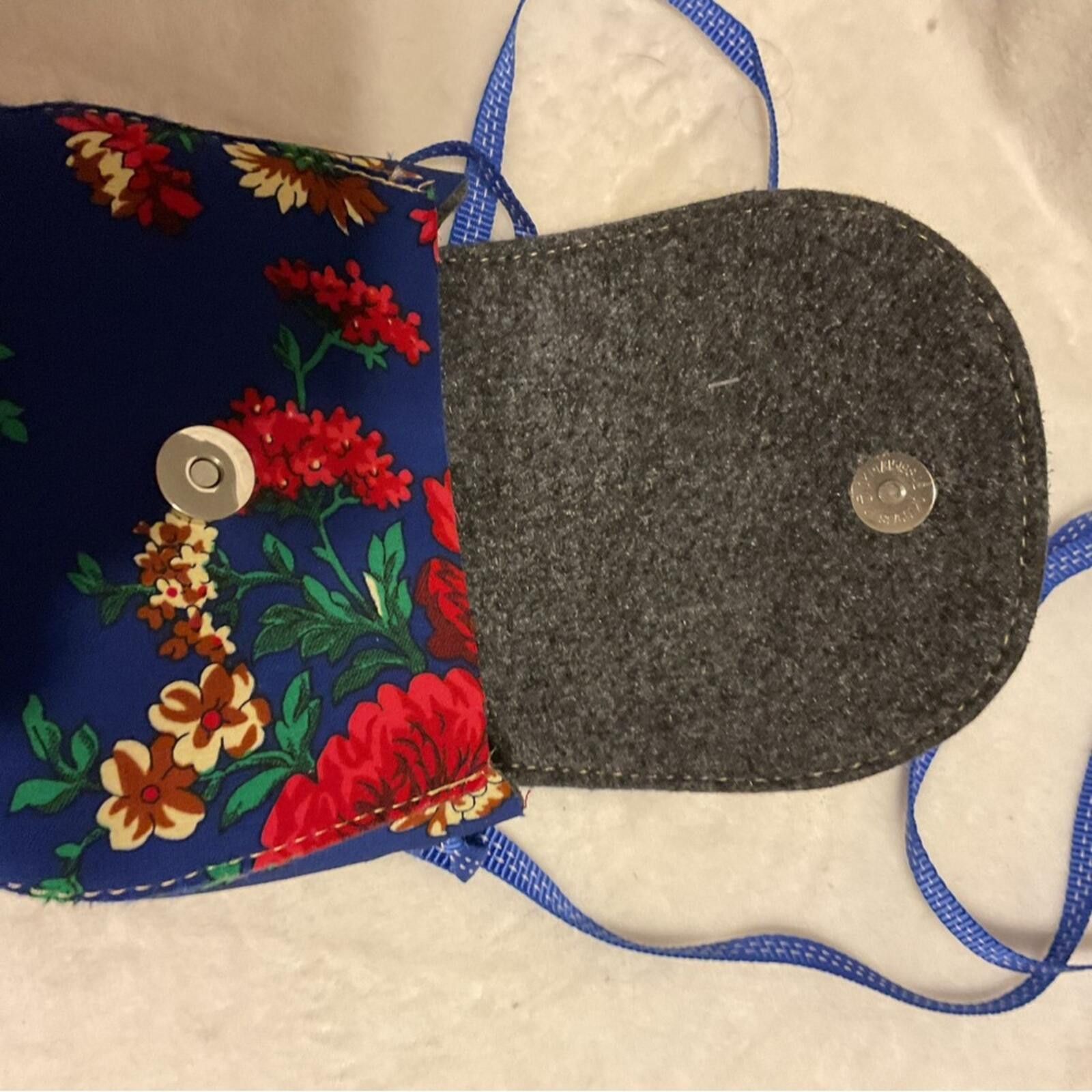 If Six Was Nine Polish Folk Art Handmade Blue Floral Crossbody Mini Size ONE SIZE - 3 Thumbnail