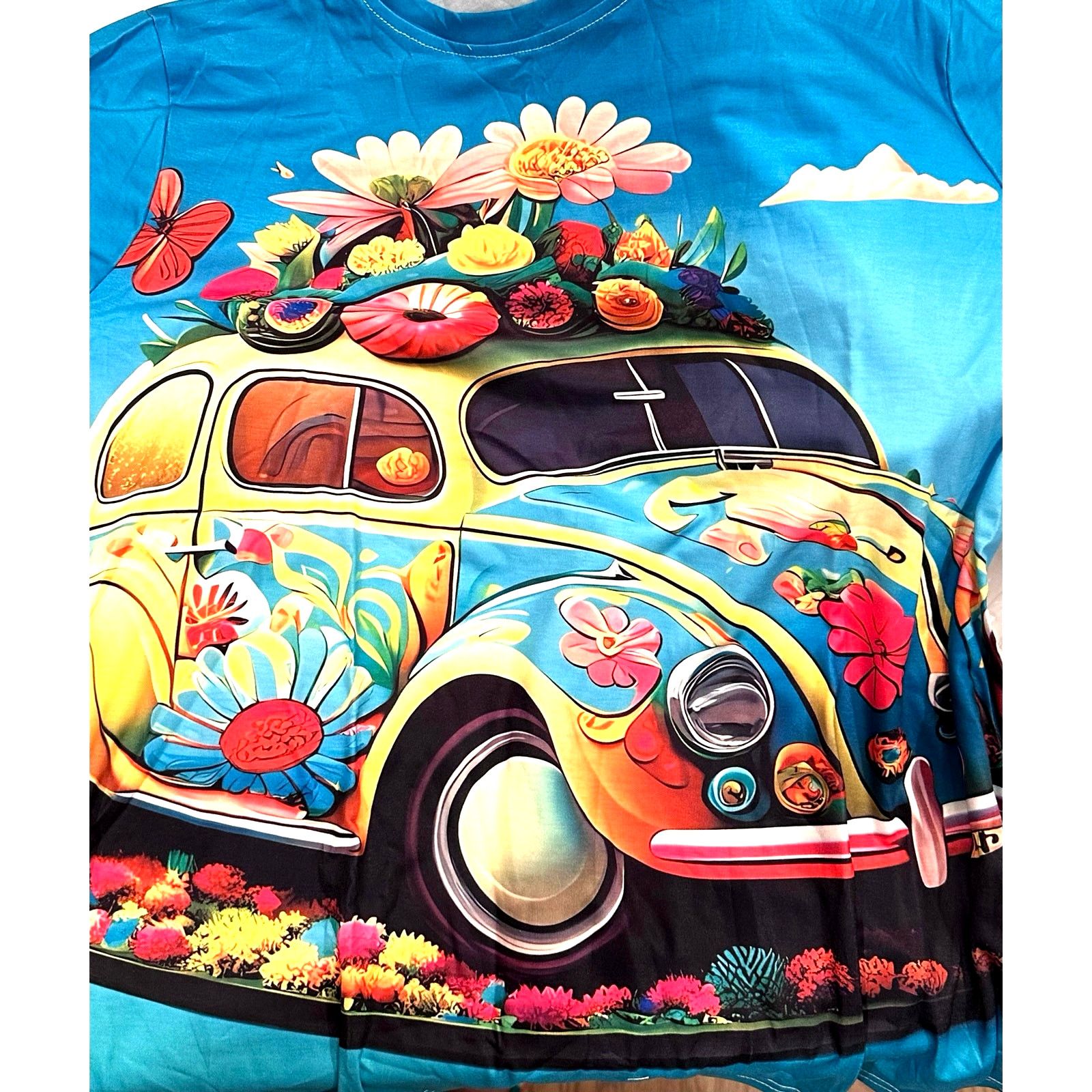 Other Vibrant Casual Crew Neck 70s Bug/Flowers T Shirt XXL (14) Size XL / US 12-14 / IT 48-50 - 7 Thumbnail