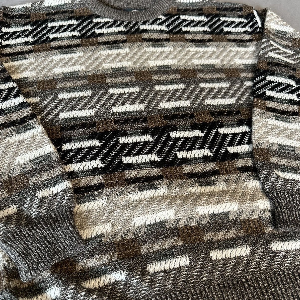 Jantzen Vintage Abstract Brown Pattern Knitted Sweater Size US M / EU 48-50 / 2 - 2 Thumbnail