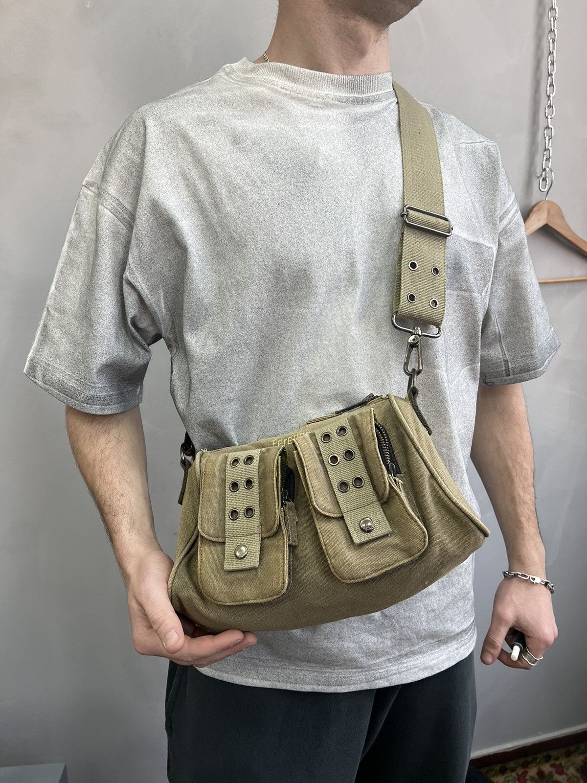 バッグ DIESEL Sling Bag shoulder bag demim y2k Vintage Y2K Grunge Diesel Black Denim Crossbody Bag