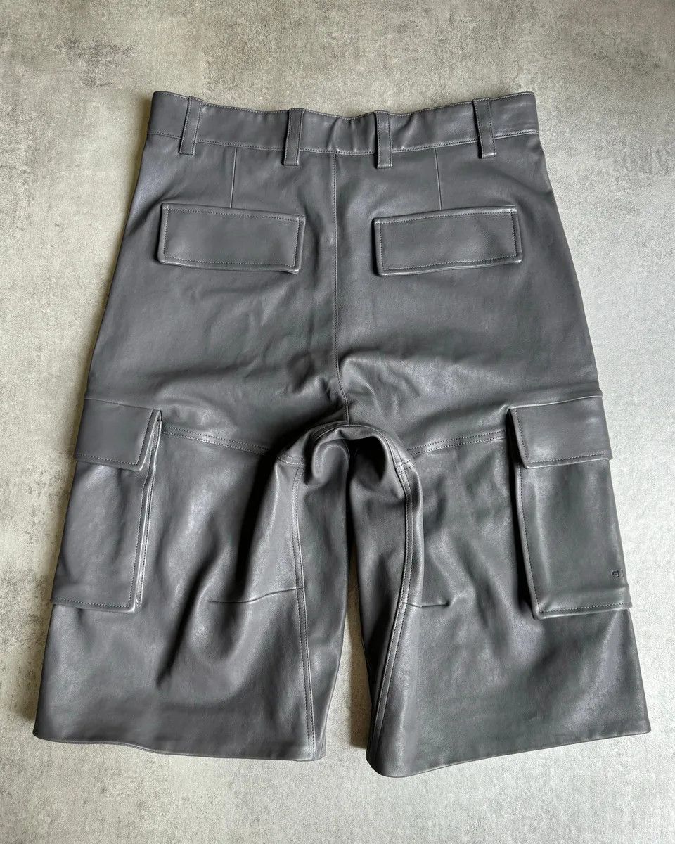 Givenchy SS2023 Givenchy 1/1 Sample Grey Leather Brut Cargo Shorts Size US 34 / EU 50 - 2 Thumbnail
