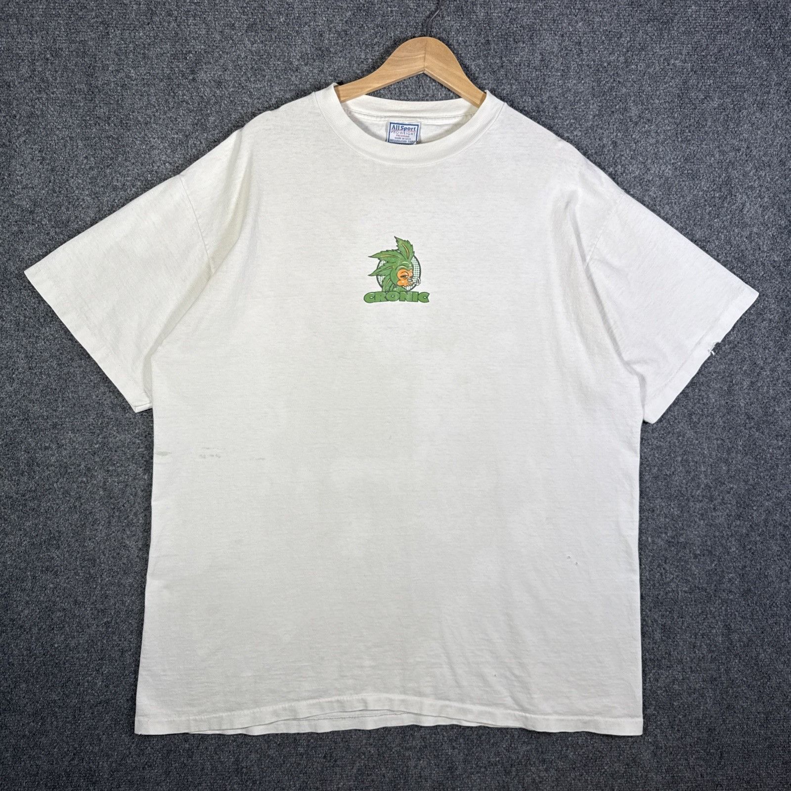 Vintage Sonic Mens 2XL White 90s Chronic Weed Parody Funny