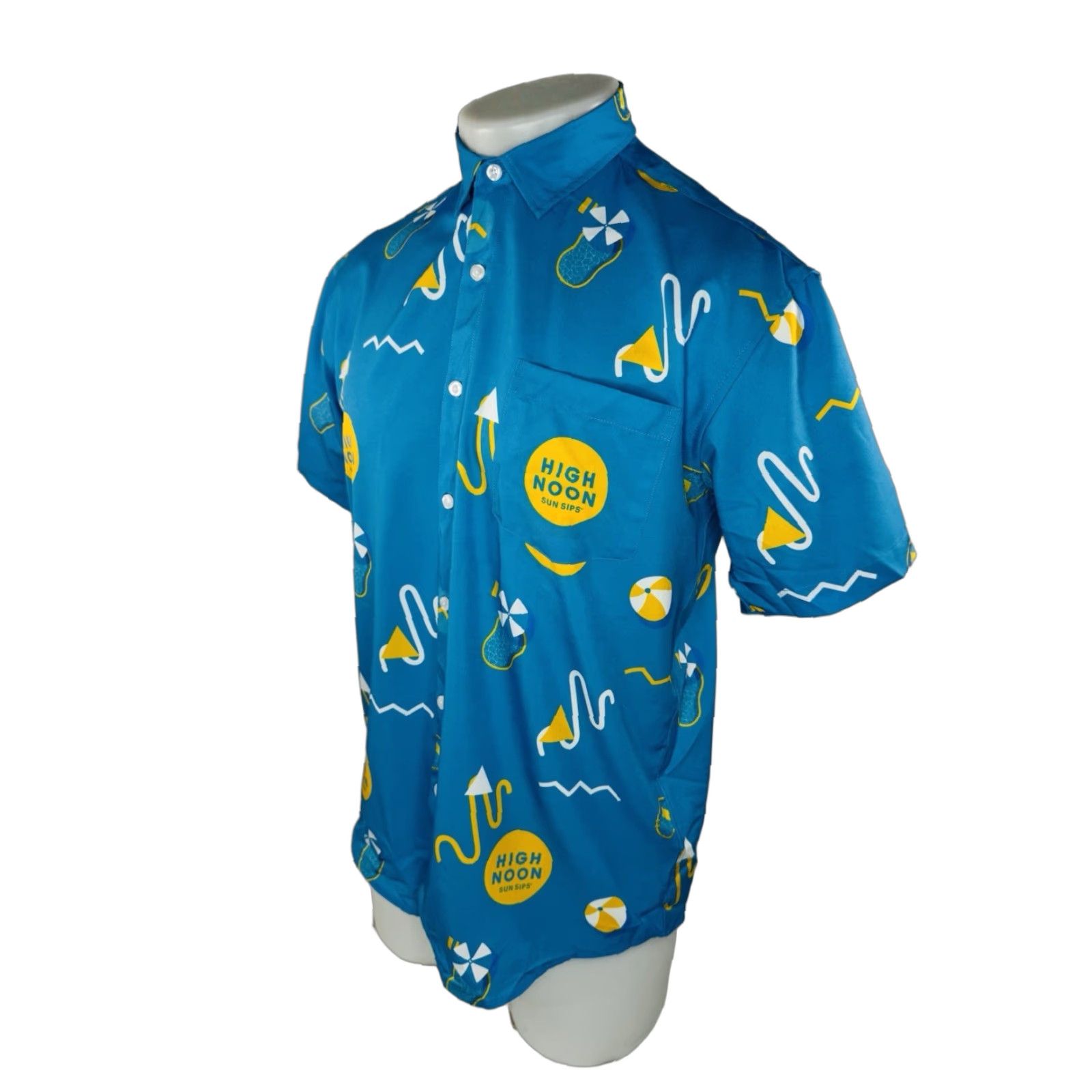 Vintage Tropical Brothers Mens M Hawaiian Aloha Shirt / HIGH NOON SUN SIPS / TROPICAL BROS - Button-Up Short Sleeve Blue Size US M / EU 48-50 / 2 - 1 Thumbnail