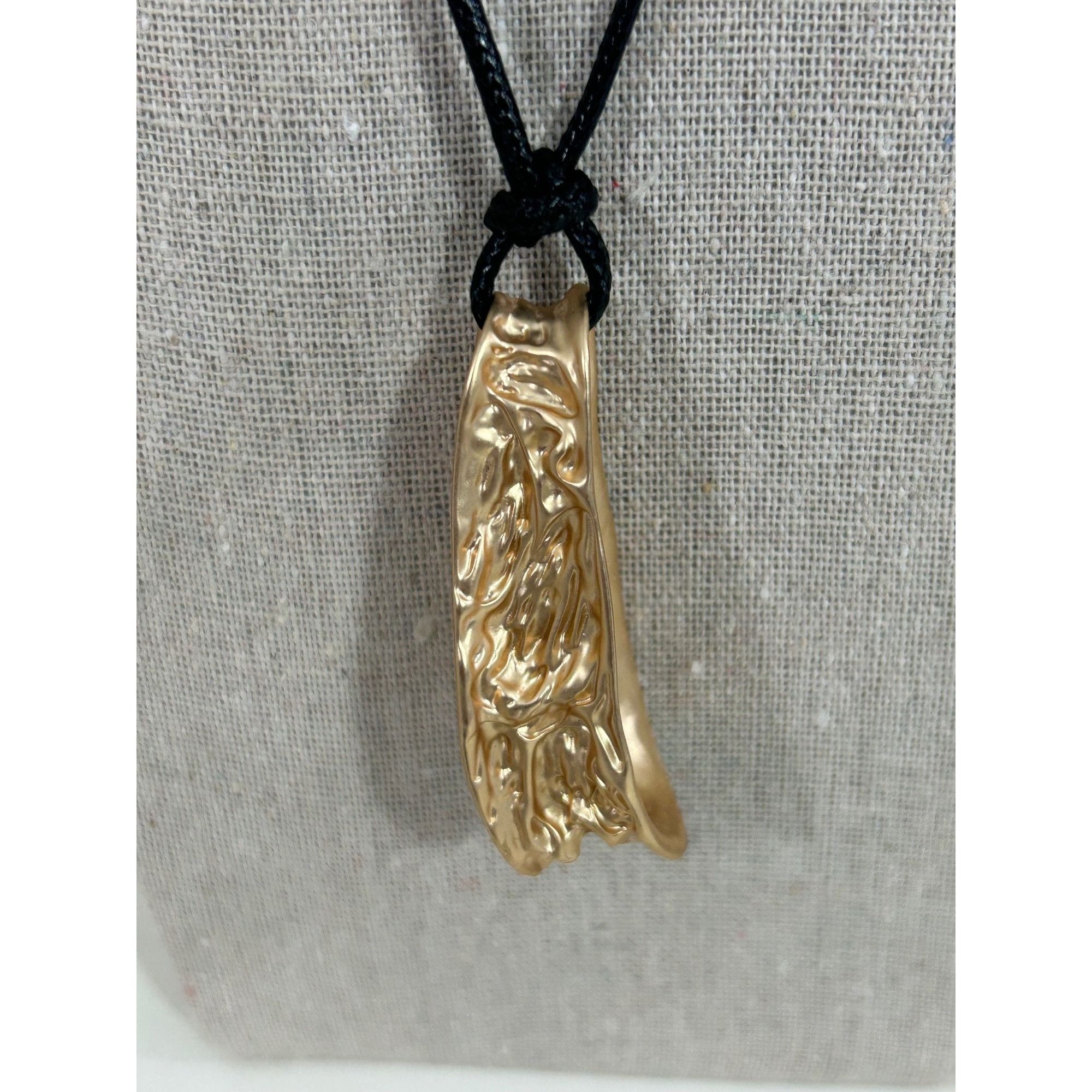 Adolfo Dominguez Adolfo Dominguez Pendant Necklace Gold- toned Black 16”Cord Size ONE SIZE - 3 Thumbnail
