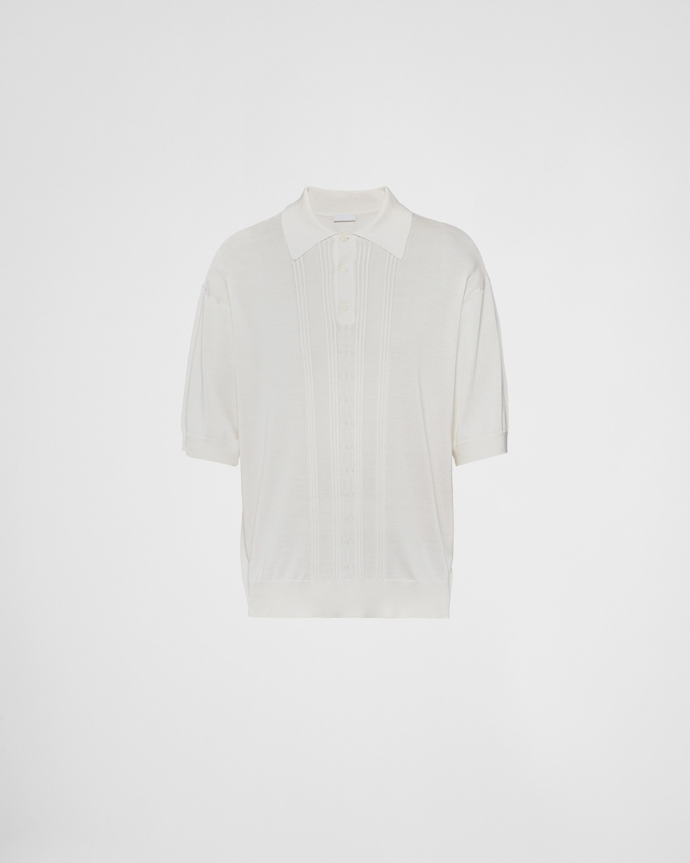 Prada o1bcso1str1025 Silk Polo Shirt in White Size US M / EU 48-50 / 2 - 1 Thumbnail