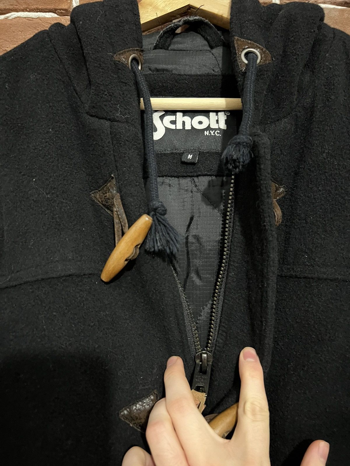 Schott Vintage 90s Schott Wool Duffel Coat Jacket Hooded Luxury M Size US M / EU 48-50 / 2 - 8 Thumbnail