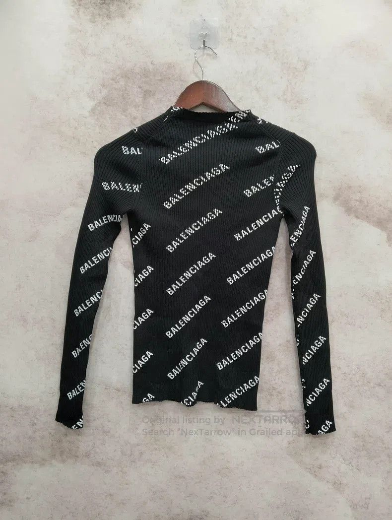 Balenciaga Balenciaga Black Logo All-Over Print Knit Sweater Size US S / EU 44-46 / 1 - 2 Thumbnail