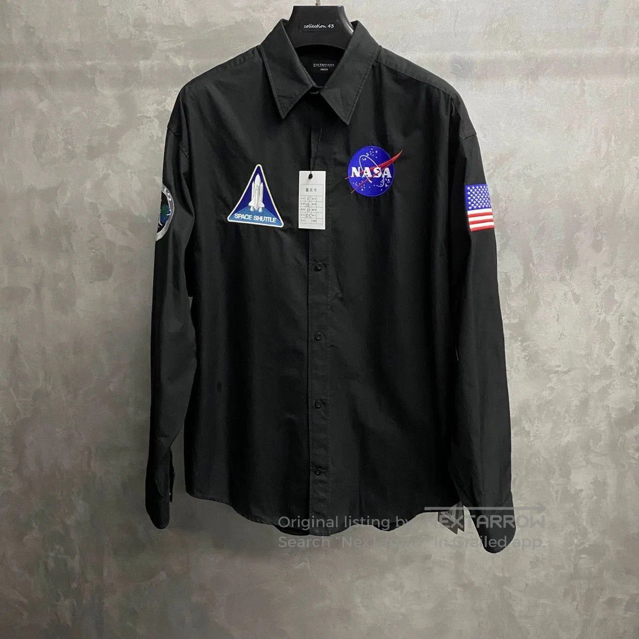 Balenciaga Balenciaga Black NASA Embroidery Long Sleeve Shirt. Size US M / EU 48-50 / 2 - 1 Thumbnail