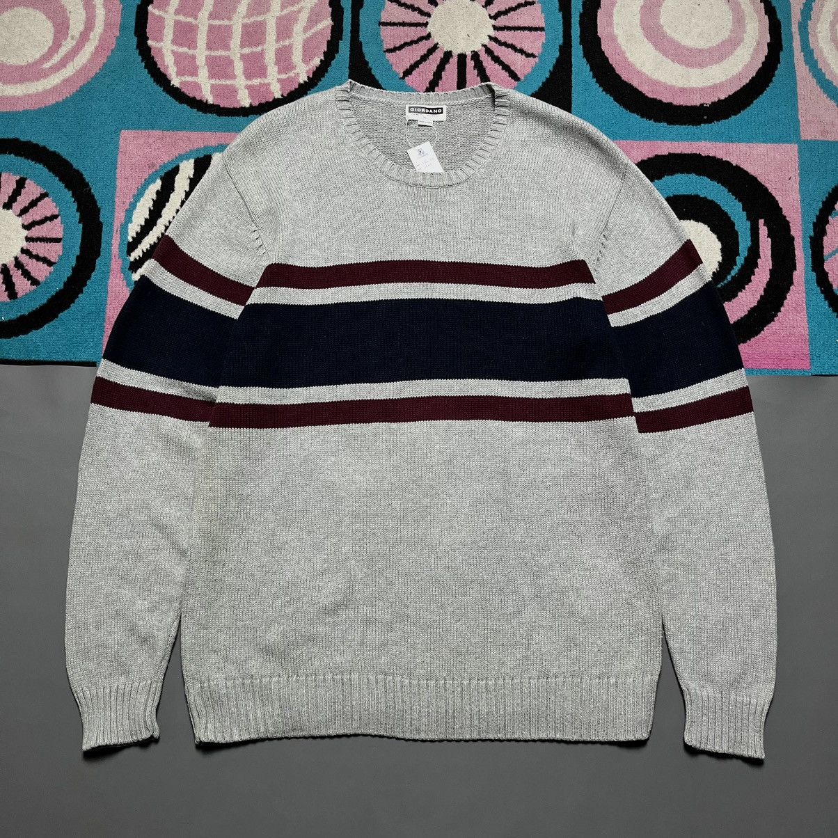 Giordano × Japanese Brand × Vintage Vintage Knit Sweater Giordano Stripe Size US XL / EU 56 / 4 - 1 Thumbnail