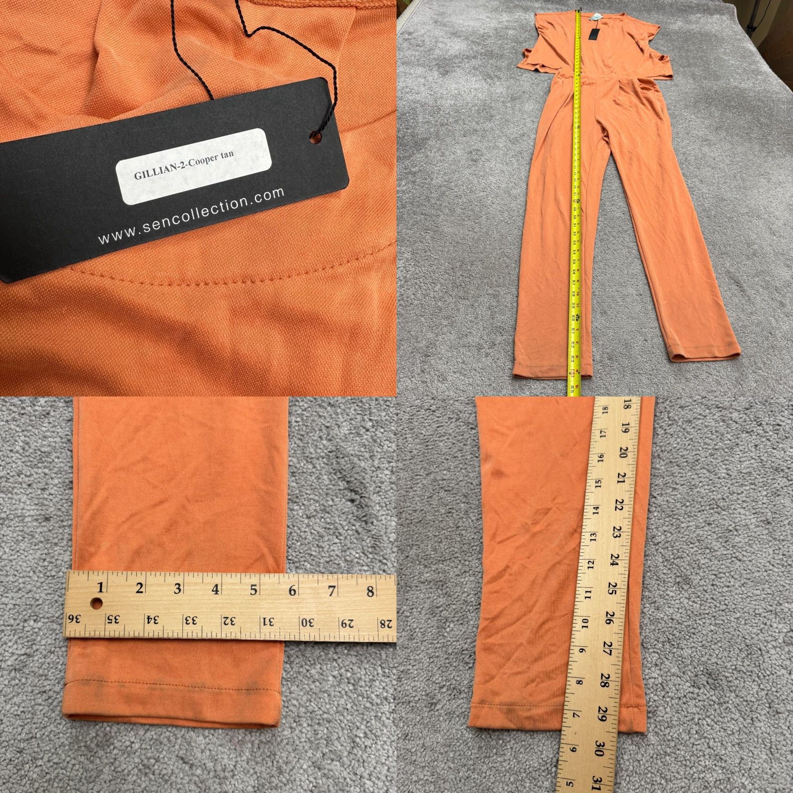 Vintage SEN Jumpsuit Womens 2 Tan Sleeveless Open Back Elastic Waist NWT Bohemian Travel & Going Out 2 Size 26" / US 2 / IT 38 - 9 Thumbnail