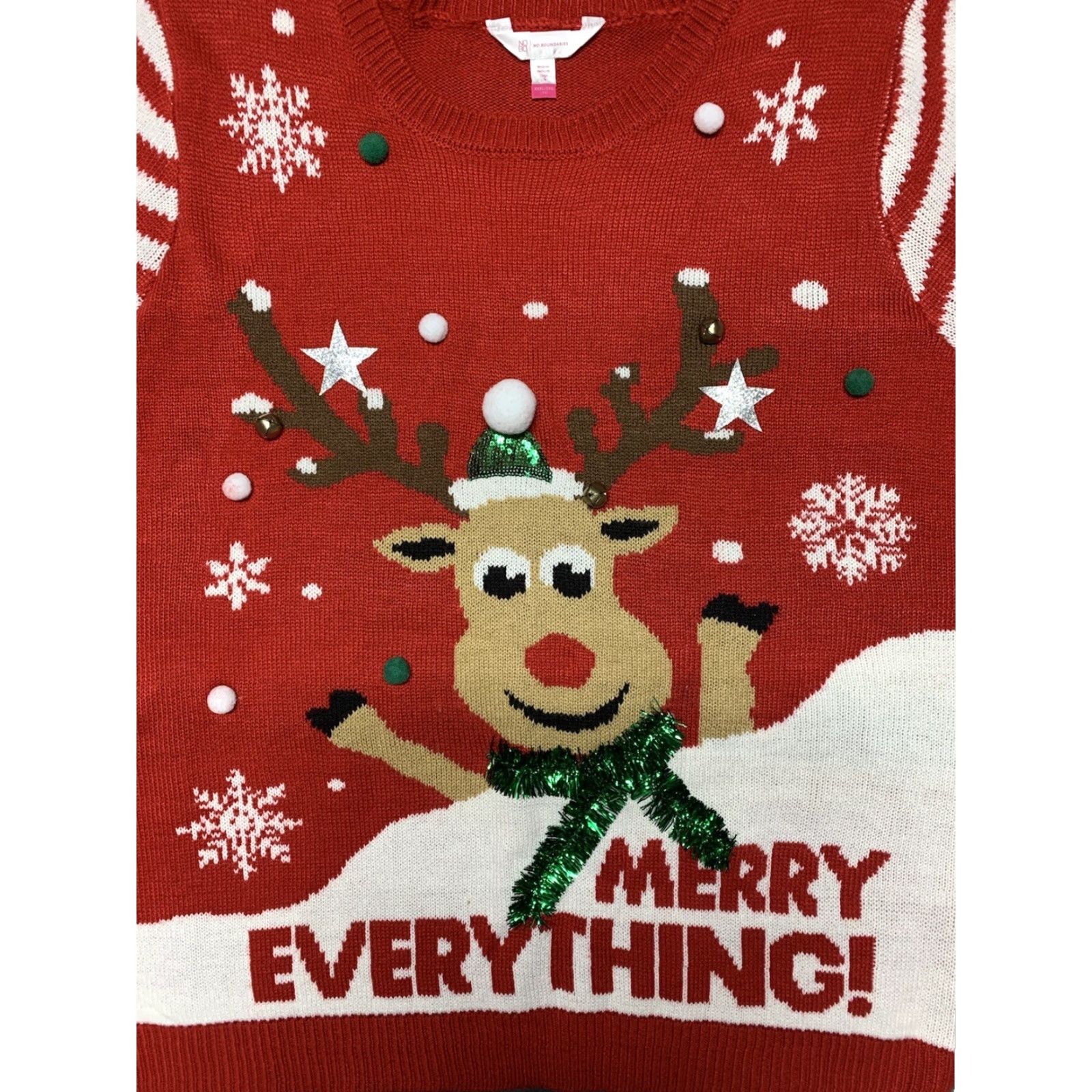Vintage VINTAGE Christmas Sweater Woman’s XXXL Reindeer Jingle Bells Red White 3D Festive Fun Size XXL / US 16-18 / IT 52-54 - 2 Thumbnail