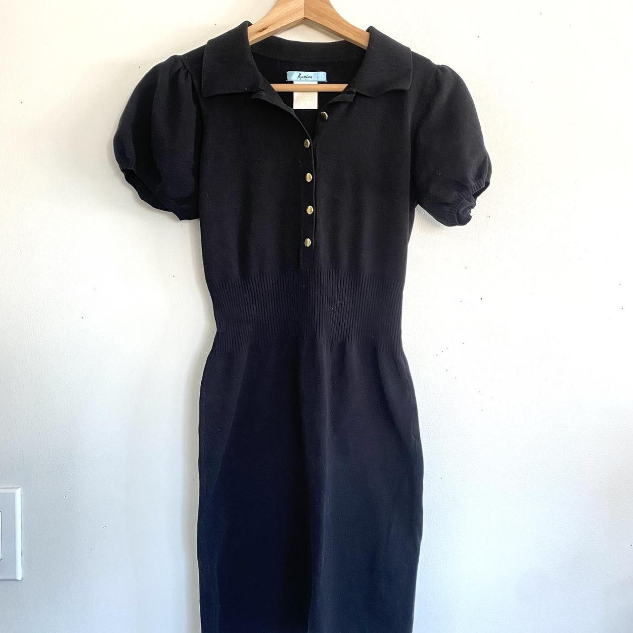 Georges Marciano MARCIANO BLACK COLLARED SWEATER DRESS WOMENS SIZE MEDIUM Size M / US 6-8 / IT 42-44 - 3 Thumbnail