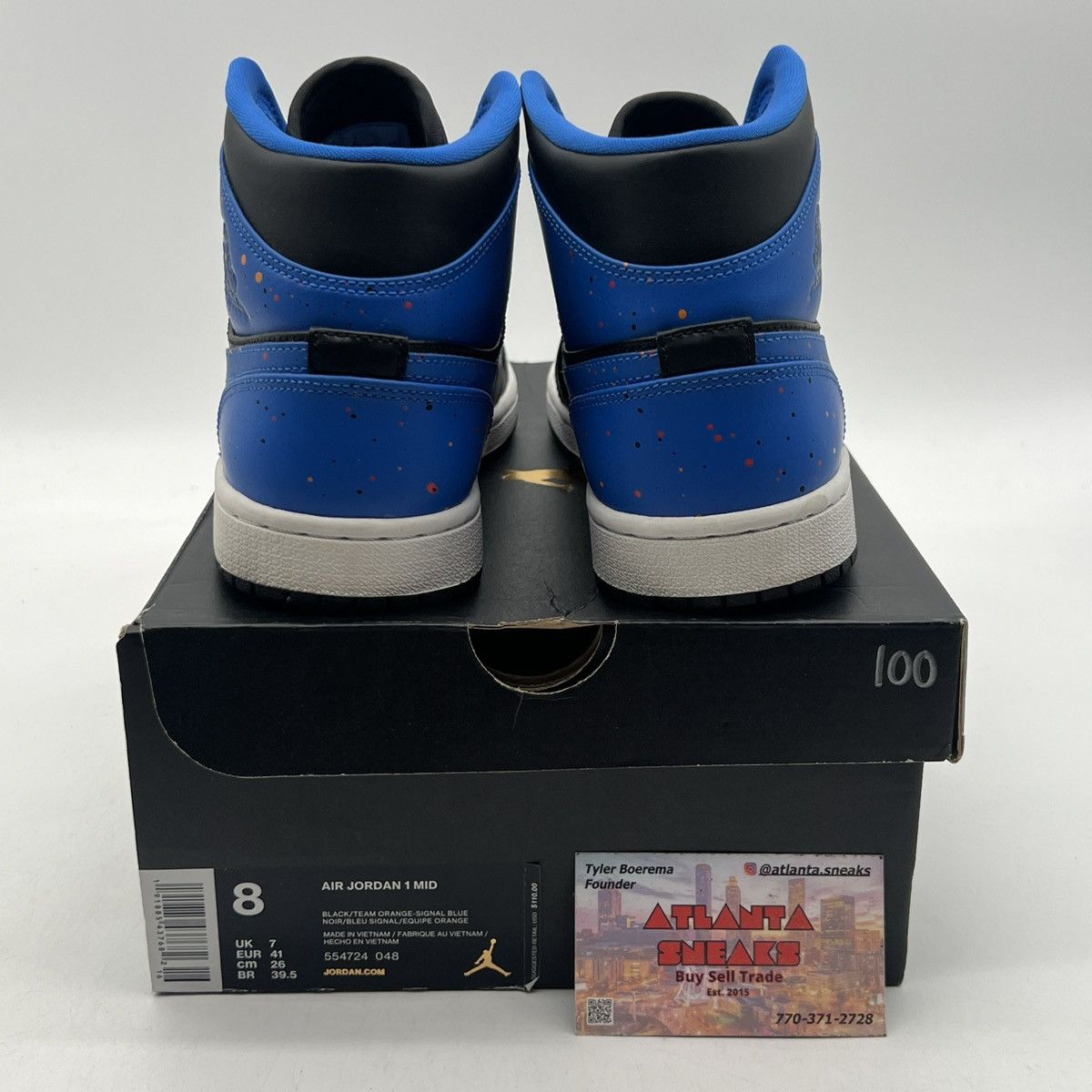 Nike Air Jordan 1 mid royal splatter Size US 8 / EU 41 - 3 Thumbnail