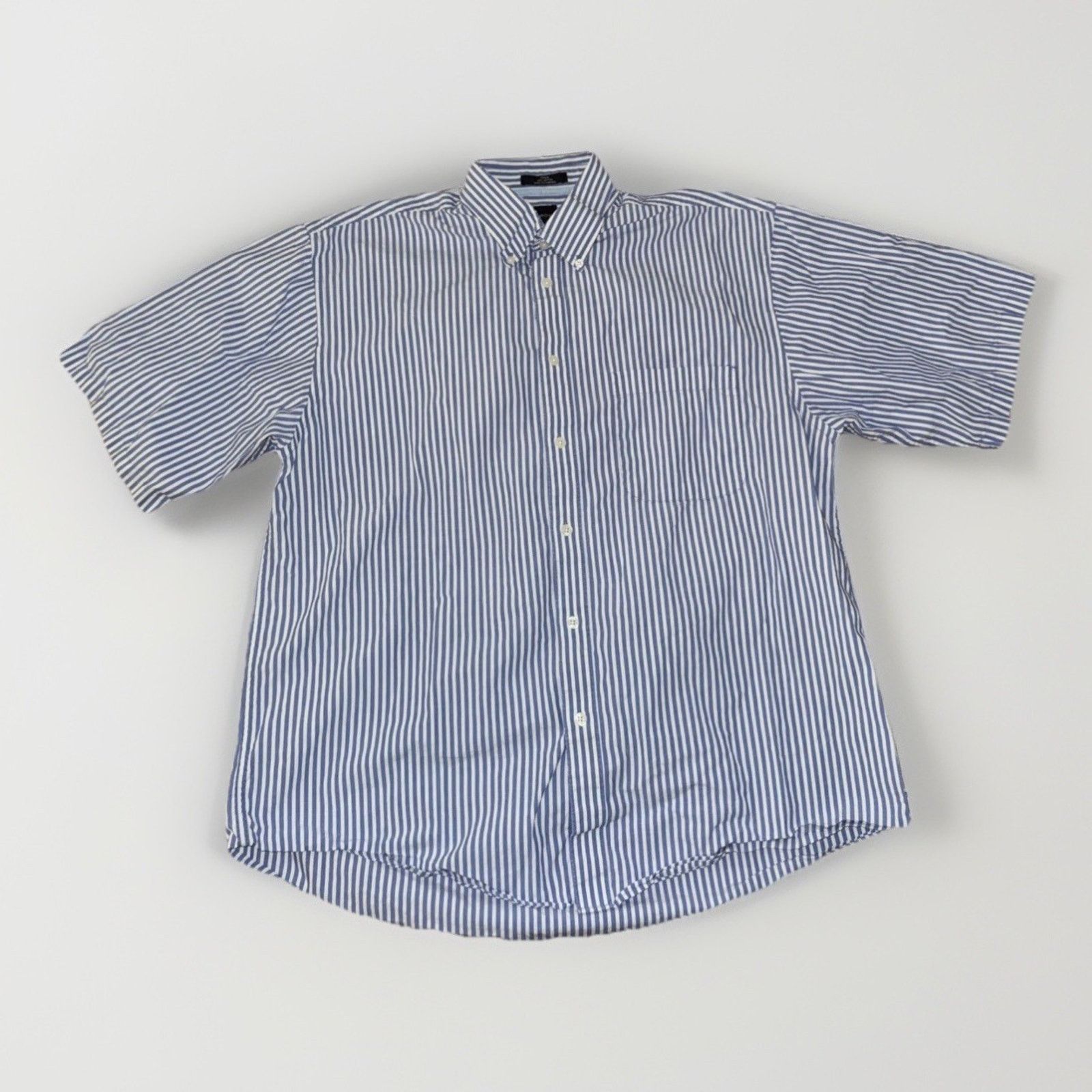 Arrow Vertical Striped Short Sleeve Button Up Shirt L 23x26