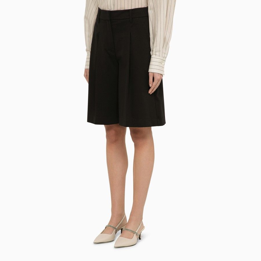Brunello Cucinelli o1d2blof0824 Cotton-Blend Bermuda Short in Black Size 28" / US 6 / IT 42 - 3 Thumbnail