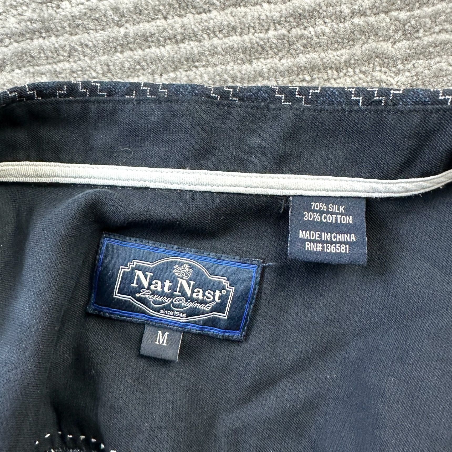 Nat Nast VINTAGE Nat Nast Shirt Mens M Blue Camp Casual Bowling Silk Blend Geometric Size US M / EU 48-50 / 2 - 6 Thumbnail