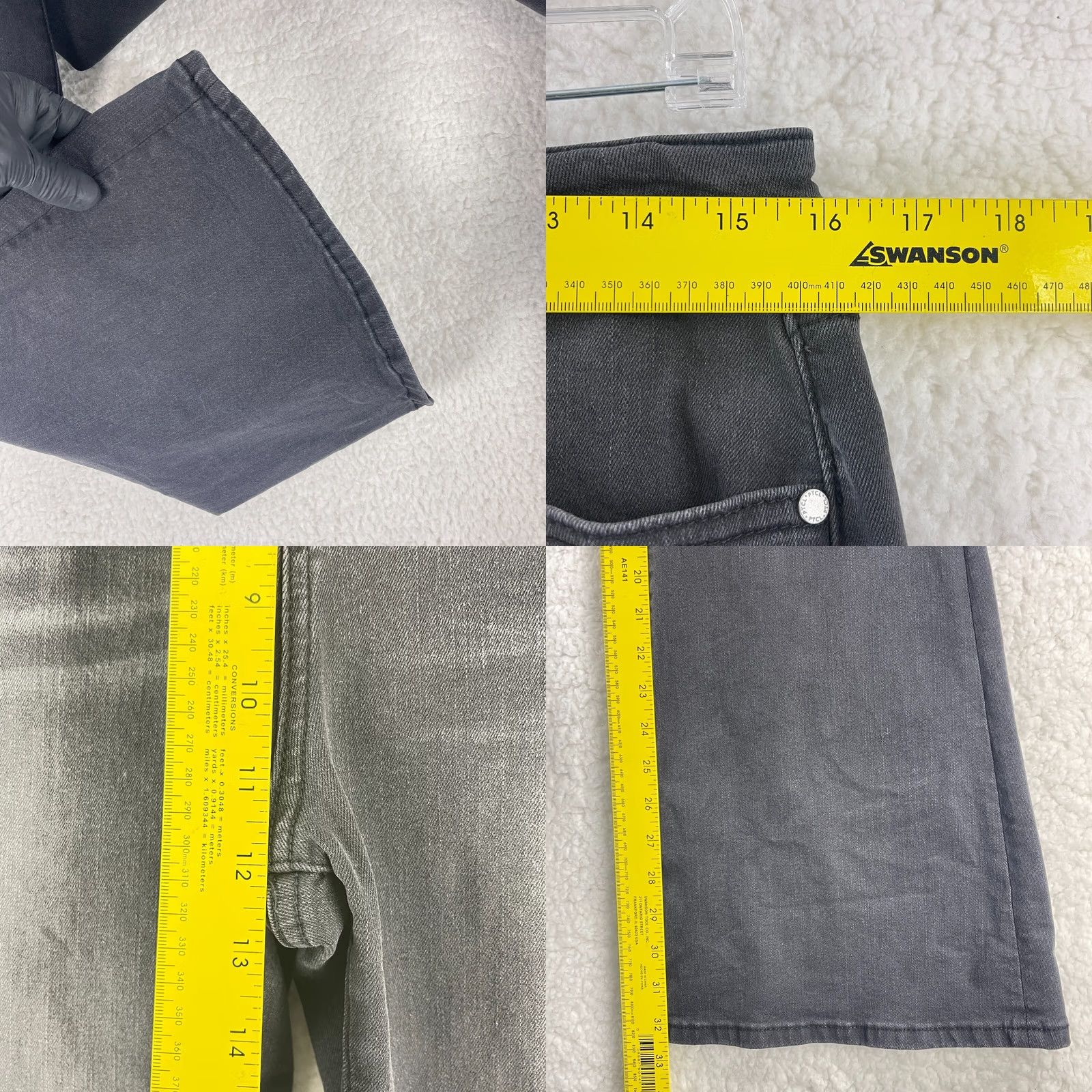 Vintage PTCL Black Denim Flare Jeans Womens 32 High Rise Stretch Casual Wide-Leg Regular Size 24" / US 00 / IT 34 - 8 Thumbnail
