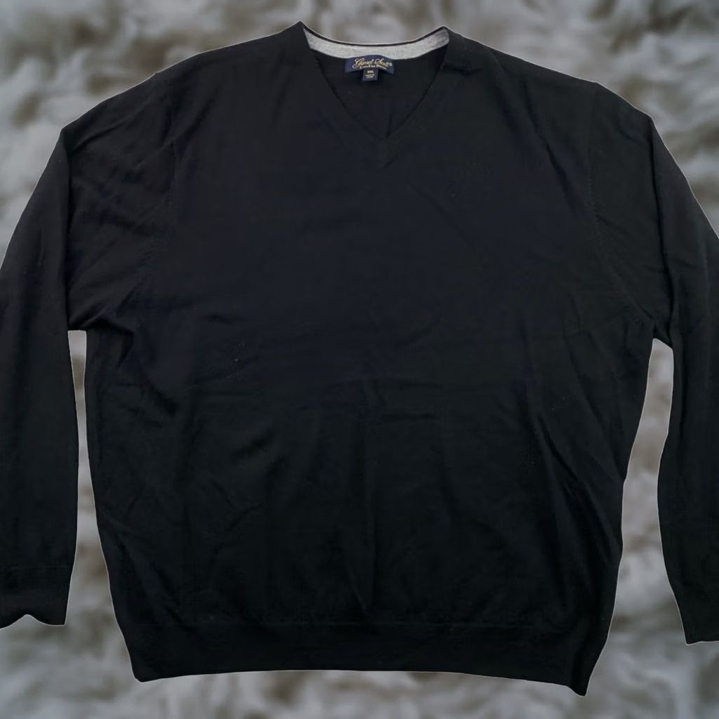 Vintage Garret Scott Men's Sweater Pullover V-Neck 2XL Wool Black Knit 100% Wool Long Sleeve Knit Shirt Style Regular Mens Size US XXL / EU 58 / 5 - 1 Thumbnail
