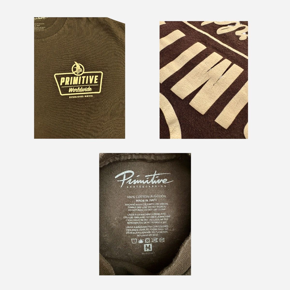 Primitive Primitive Skateboarding Apparel Brown Men’s T-Shirt Sz M Size US M / EU 48-50 / 2 - 11 Thumbnail
