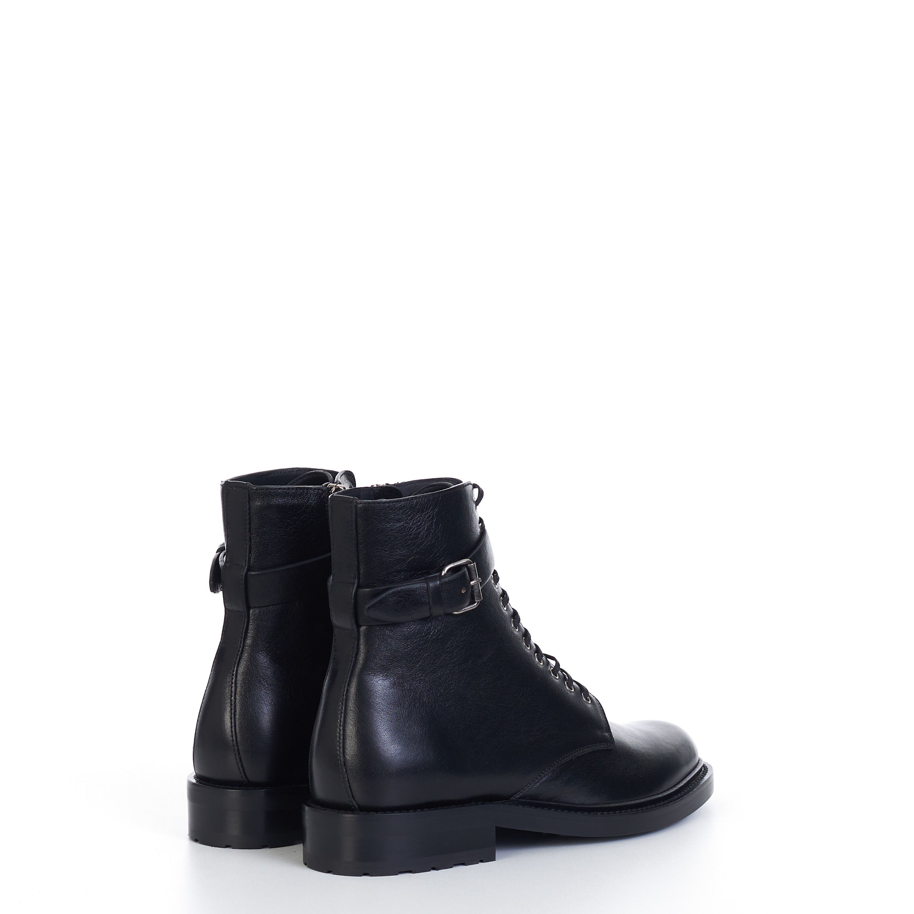 Saint Laurent Paris Black Zipped Ankle Army Boots In Smooth Leather Size US 8 / EU 41 - 8 Thumbnail