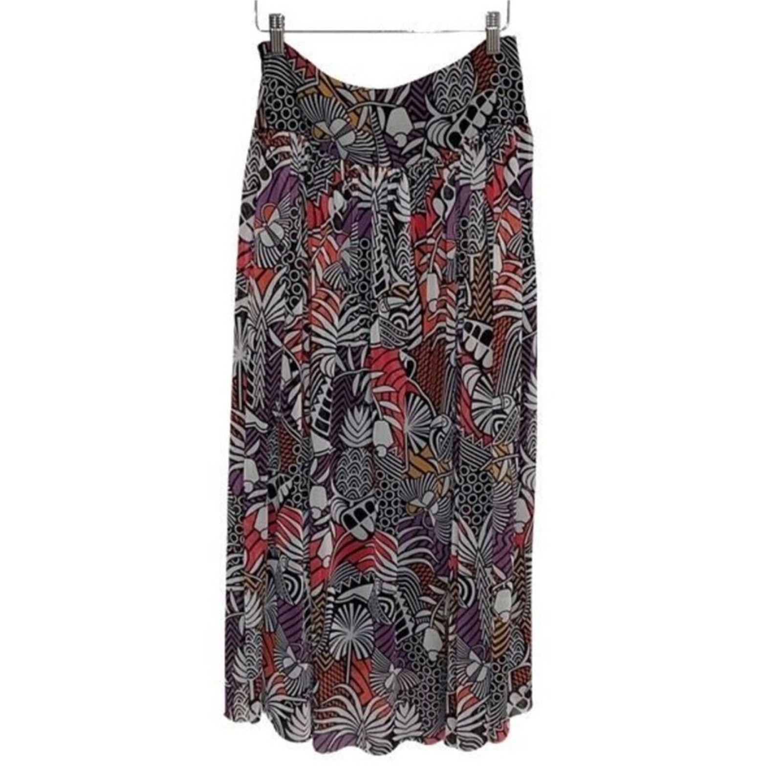 Farm Rio NEW FARM Rio Tropical Print Maxi Skirt - Black & Pink Size S Size 27" / US 4 / IT 40 - 3 Thumbnail