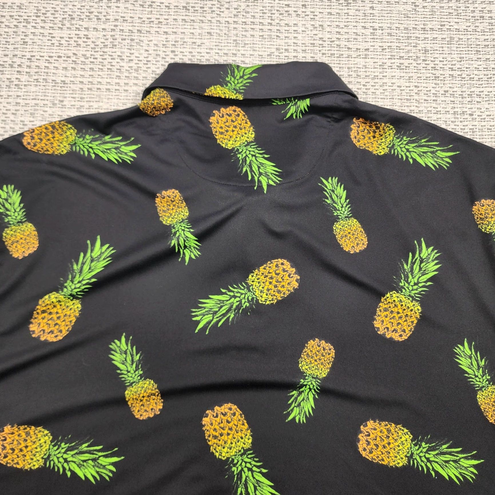 Vintage Birdie Bound Polo Mens 3XL Black Pineapple Print Short Sleeve Golf Stretch Size US XXL / EU 58 / 5 - 7 Thumbnail