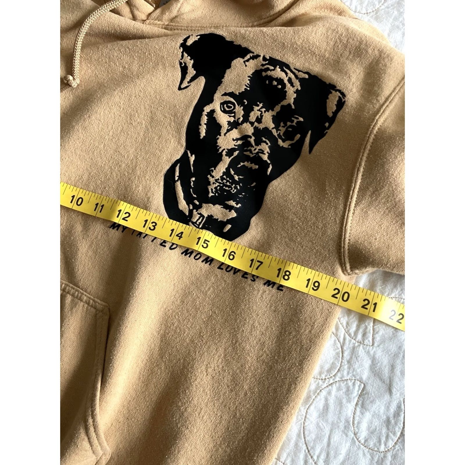 Gildan Gildan Hoodie Sweatshirt Womens S Yellow Graphic Dog My Tatted Mom Loves Me Size S / US 4 / IT 40 - 5 Thumbnail