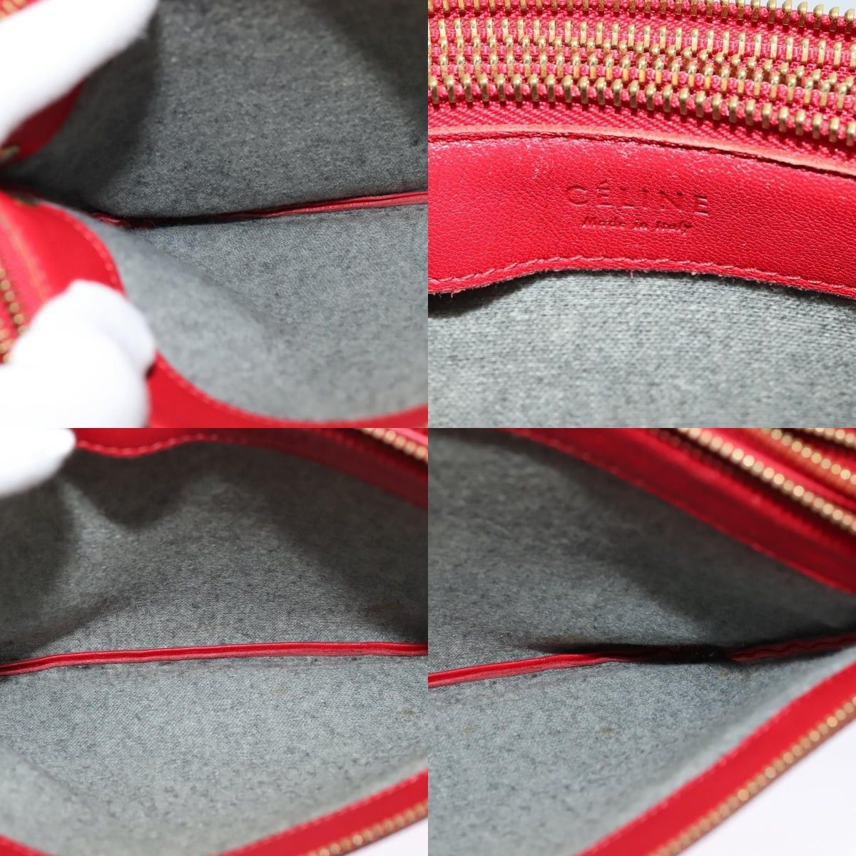Celine CELINE Trio Small Shoulder Bag Leather Red Gold Size ONE SIZE - 13 Thumbnail