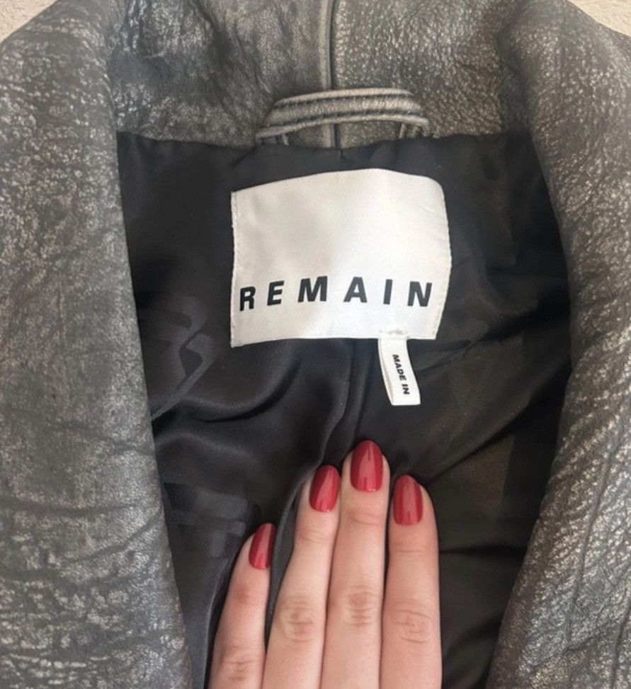 REMAIN Birger Christensen Remain Oversize Leather Jacket - Anthracite Grey Size XS / US 0-2 / IT 36-38 - 2 Thumbnail