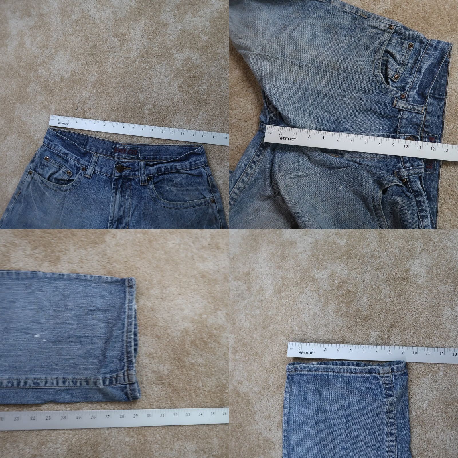 Denime VINTAGE Baileys Point Bootcut Jeans Men’s 32x30 Blue Denim Distressed Grunge 5-Pocket Relaxed Regular Size 32 in Blue Mens Jeans Size US 32 / EU 48 - 8 Thumbnail