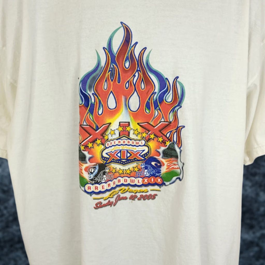 Gildan VINTAGE ArenaBowl XIX T Shirt Mens 2XL White AFL Football Las Vegas Arena Football League 2005 Size US XXL / EU 58 / 5 - 1 Thumbnail