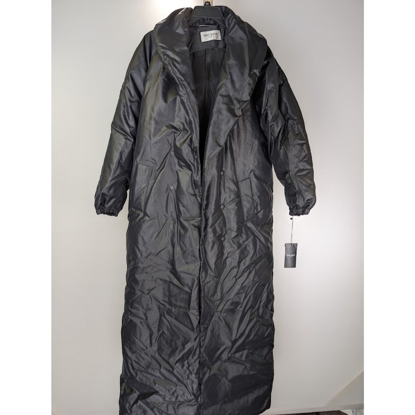 Saint Laurent Paris o1rshd1 Canvas Tech Maxi Coat in Black Size US M / EU 48-50 / 2 - 13 Thumbnail