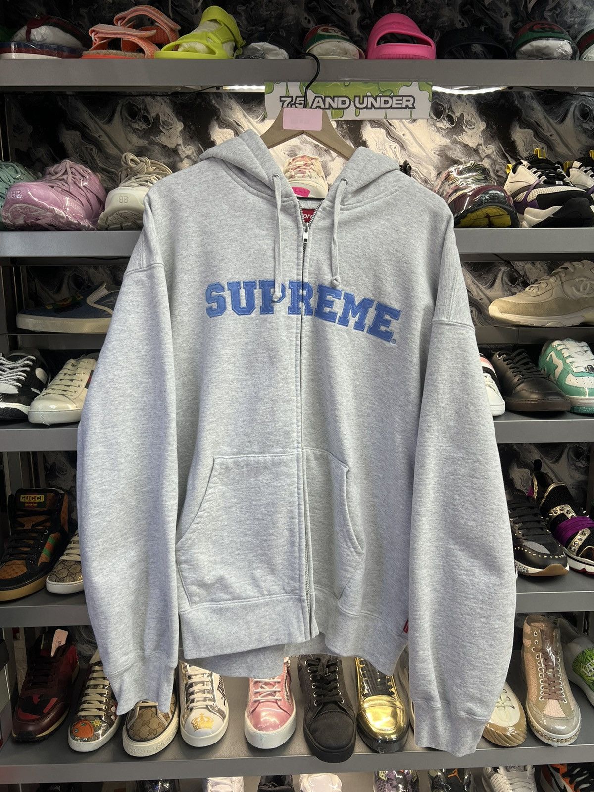 Supreme Supreme Grey Blue Logo Hoodie Size US XXL / EU 58 / 5 - 1 Thumbnail
