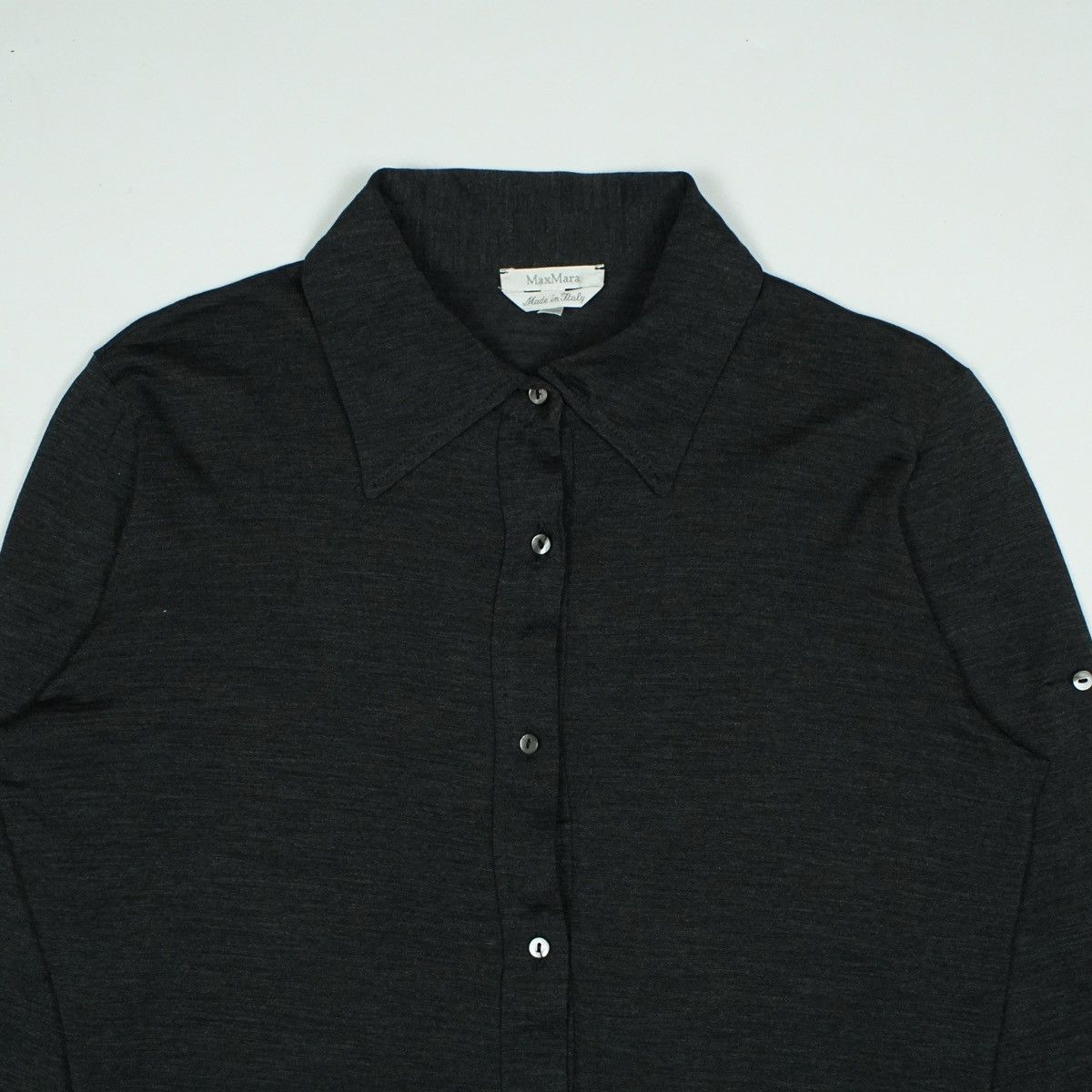 Max Mara *NoTariff Max Mara 3/4 Sleeve Collared Shirt Size L / US 10 / IT 46 - 2 Thumbnail