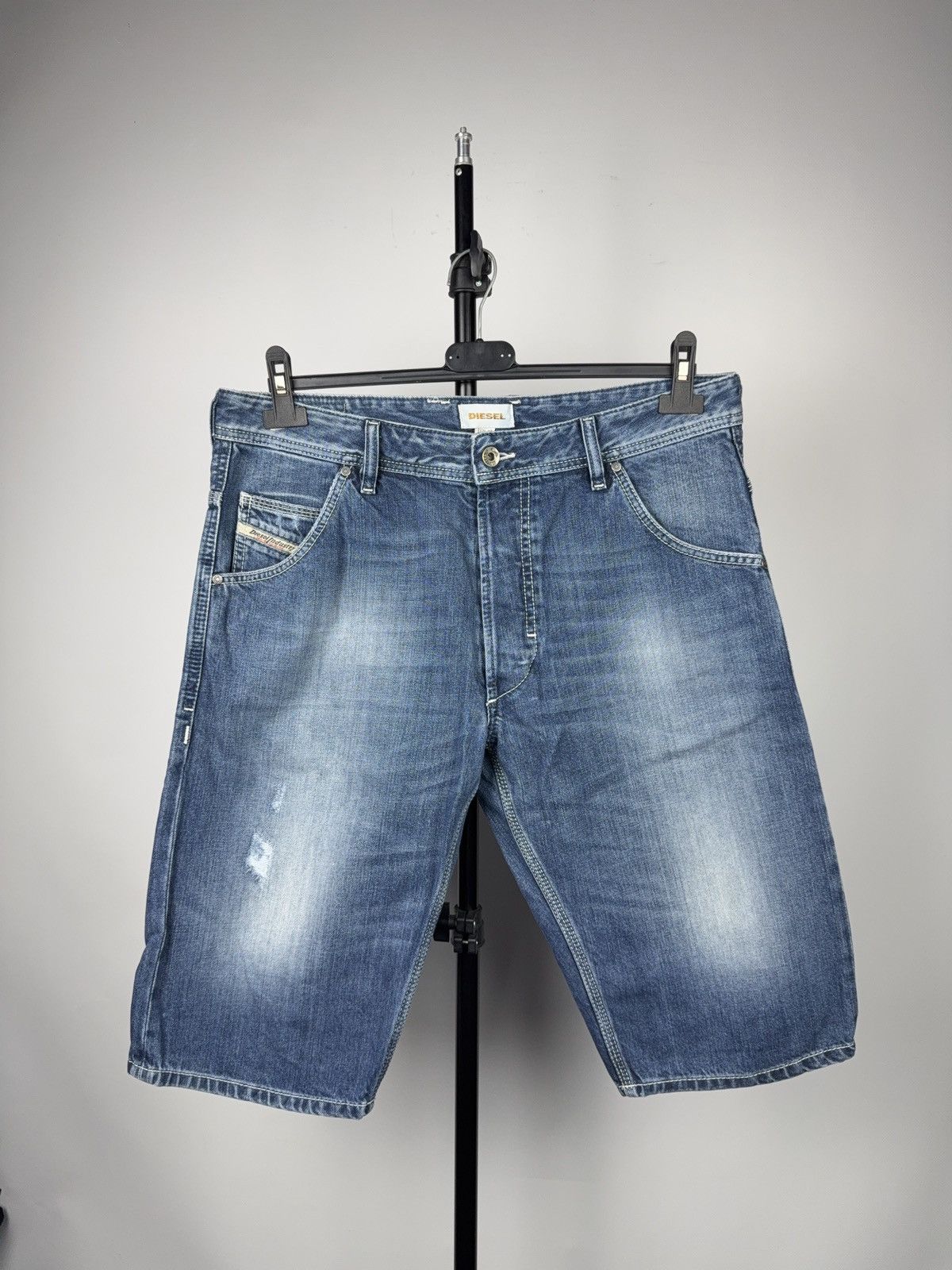 00s Vintage Diesel Industry Y2K Distressed Denim Shorts W32