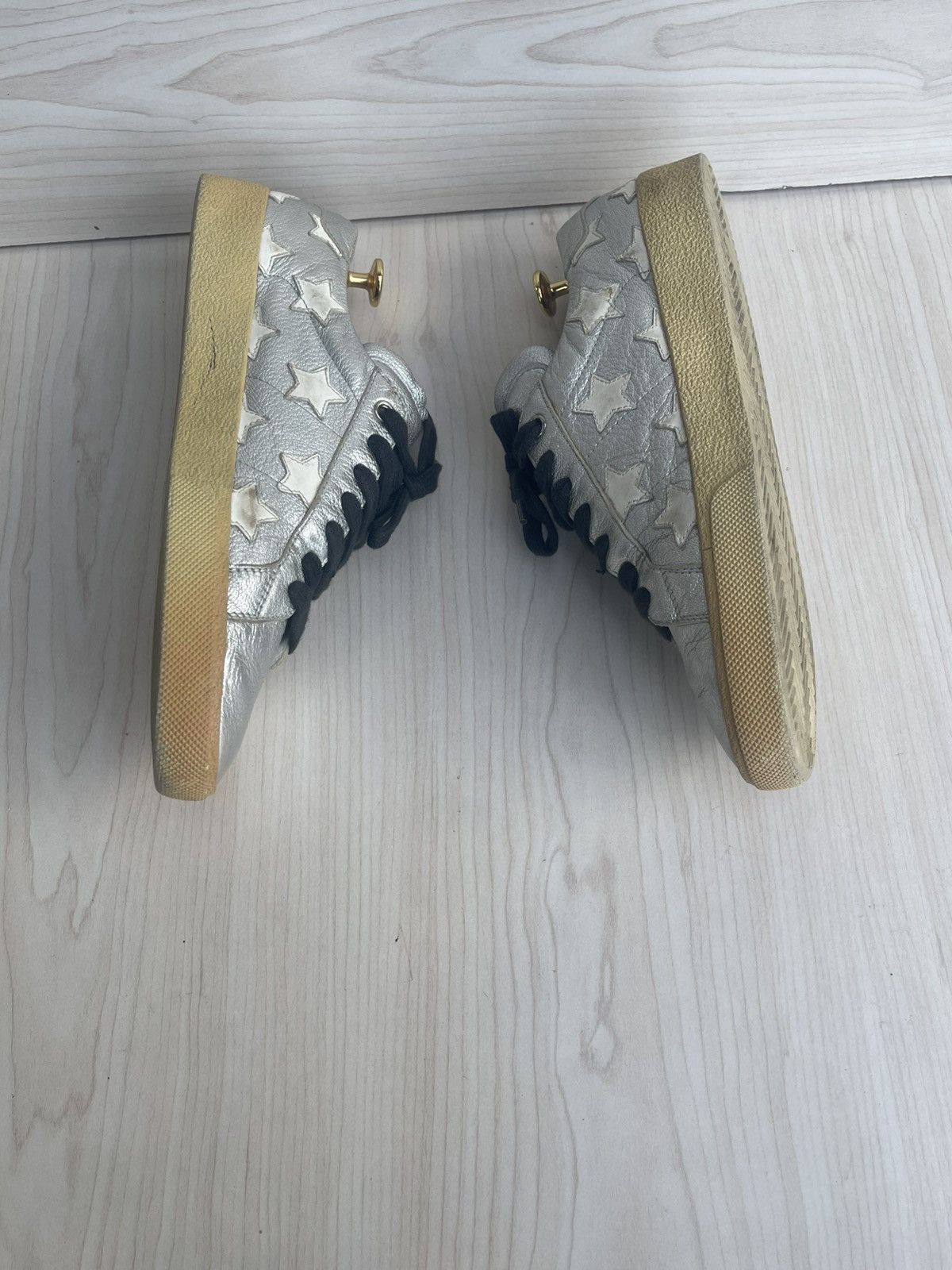 Saint Laurent Paris SAINT LAURENT WHITE AND SILVER STARS SNEAKERS Size US 8 / EU 41 - 7 Thumbnail