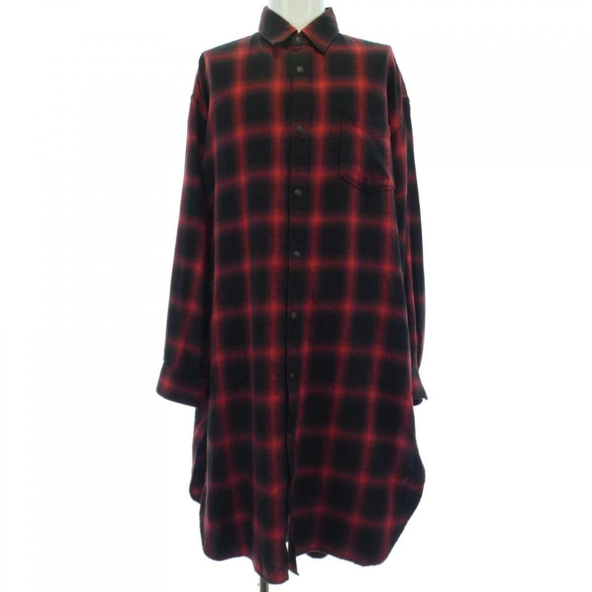 Shirt Check Long Length Button Up Chest Pocket Multicolor