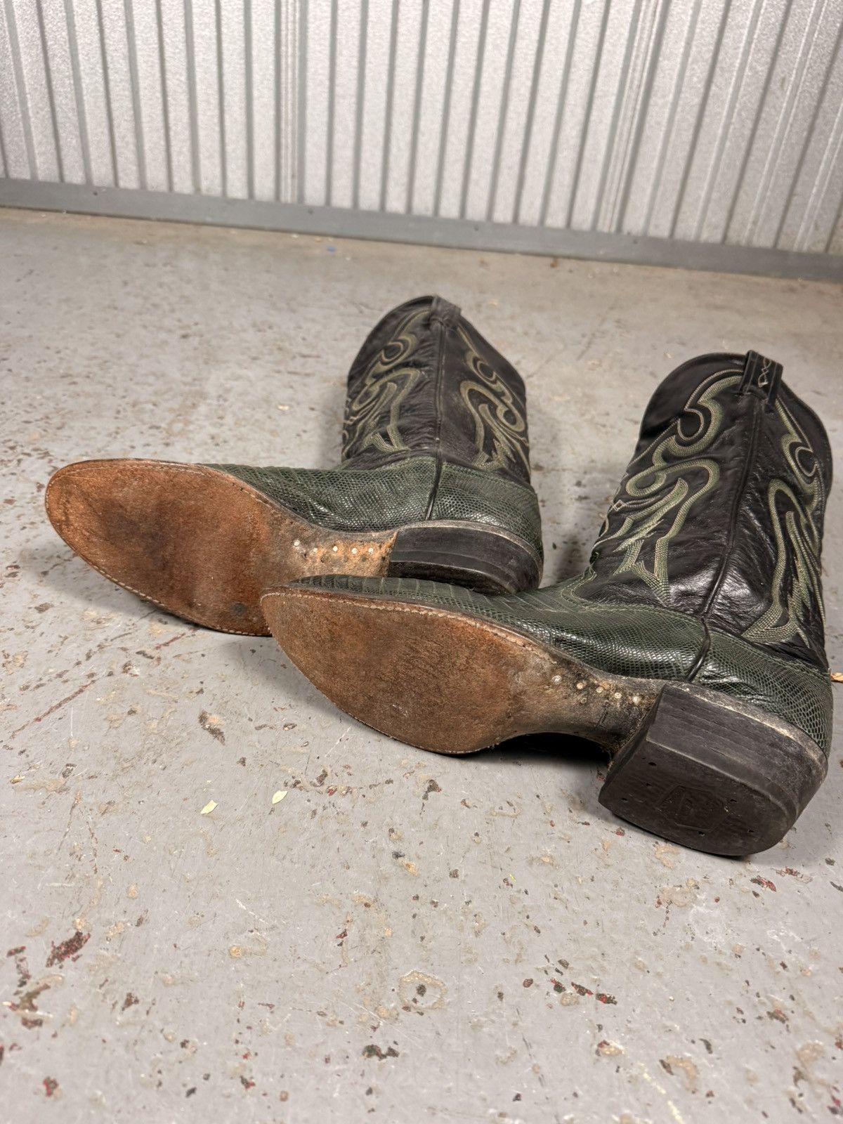 Tony Lama 90s Vintage Tony Lama Green Teju Lizard Skin Cowboy Boots Size US 10 / EU 43 - 5 Thumbnail