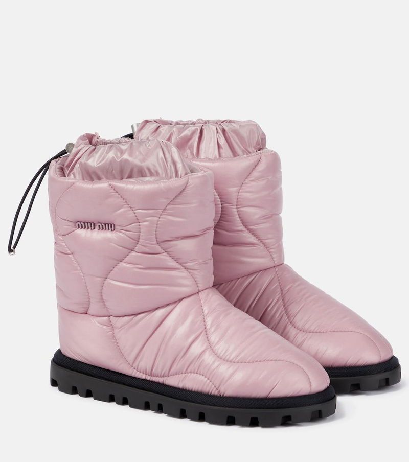 Miu Miu Pink Padded Winter Snow Boots