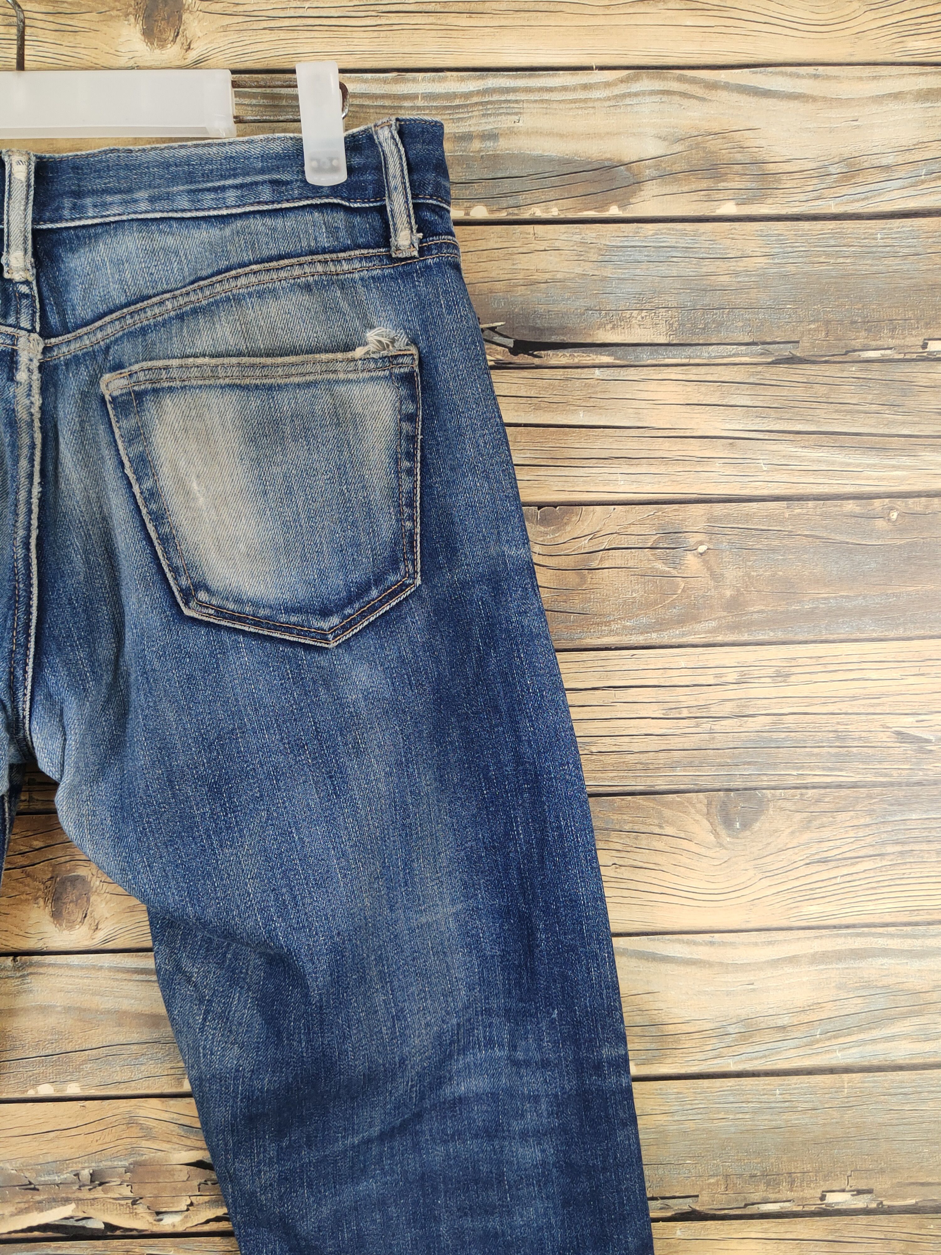 Japanese Brand Uniqlo Dark Blue Distressed Ripped Jeans#W1396 Size US 31 - 11 Thumbnail