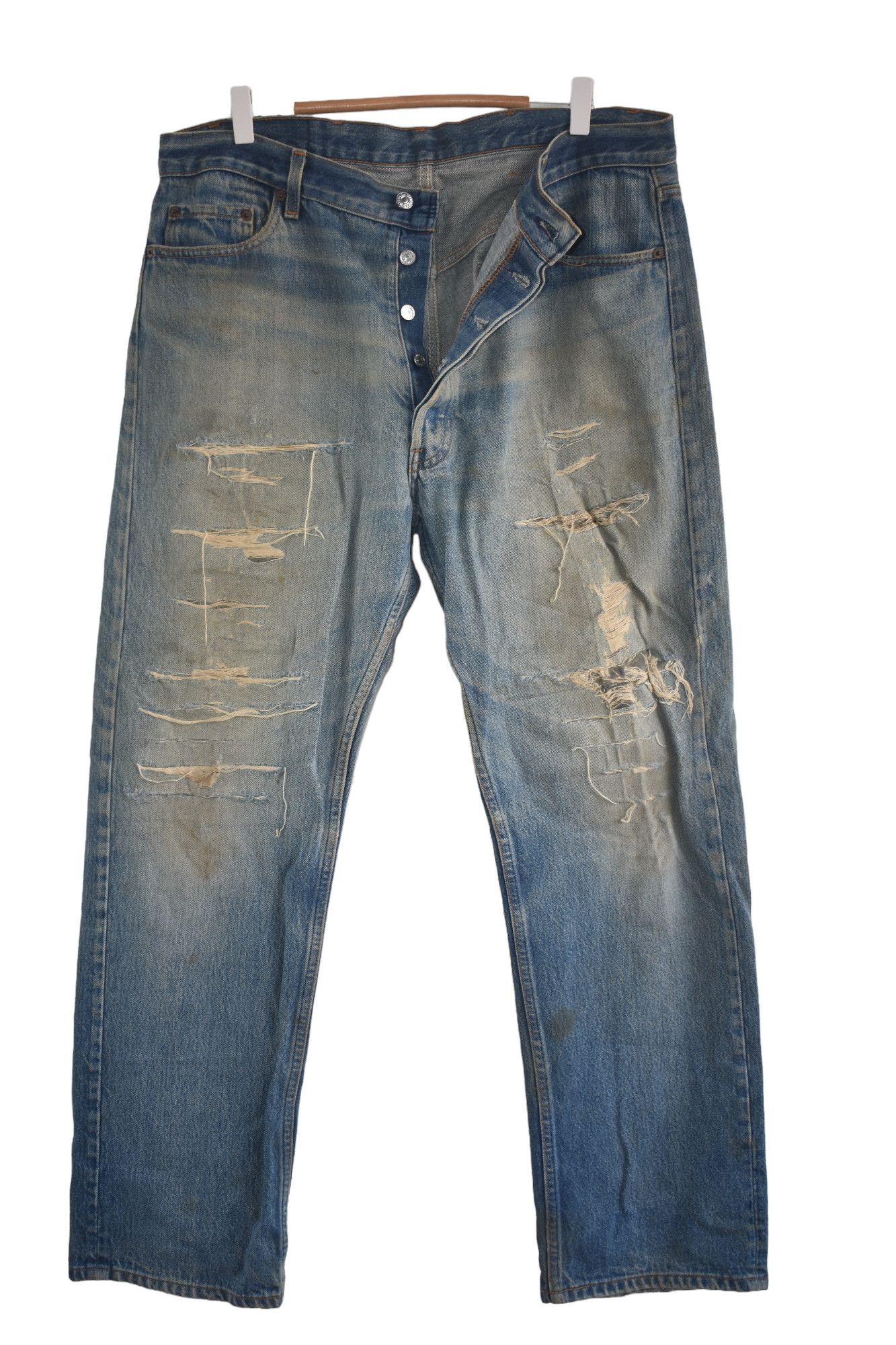 Jean × Levi's × Vintage SUPER RARE 🔥 80's Levis 501 Distress Jeans W38 Size US 38 / EU 54 - 1 Thumbnail