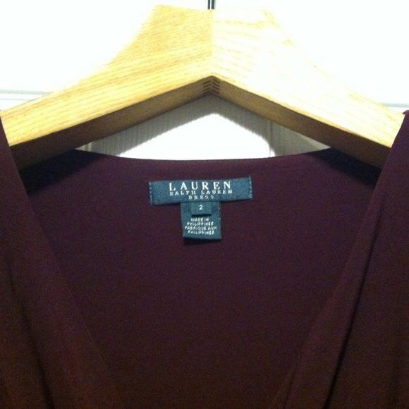 Ralph Lauren RALPH LAUREN WOMEN'S NEW BURGUNDY 95%POLYESTER DRESS SIZE: 2 Size XS / US 0-2 / IT 36-38 - 6 Thumbnail