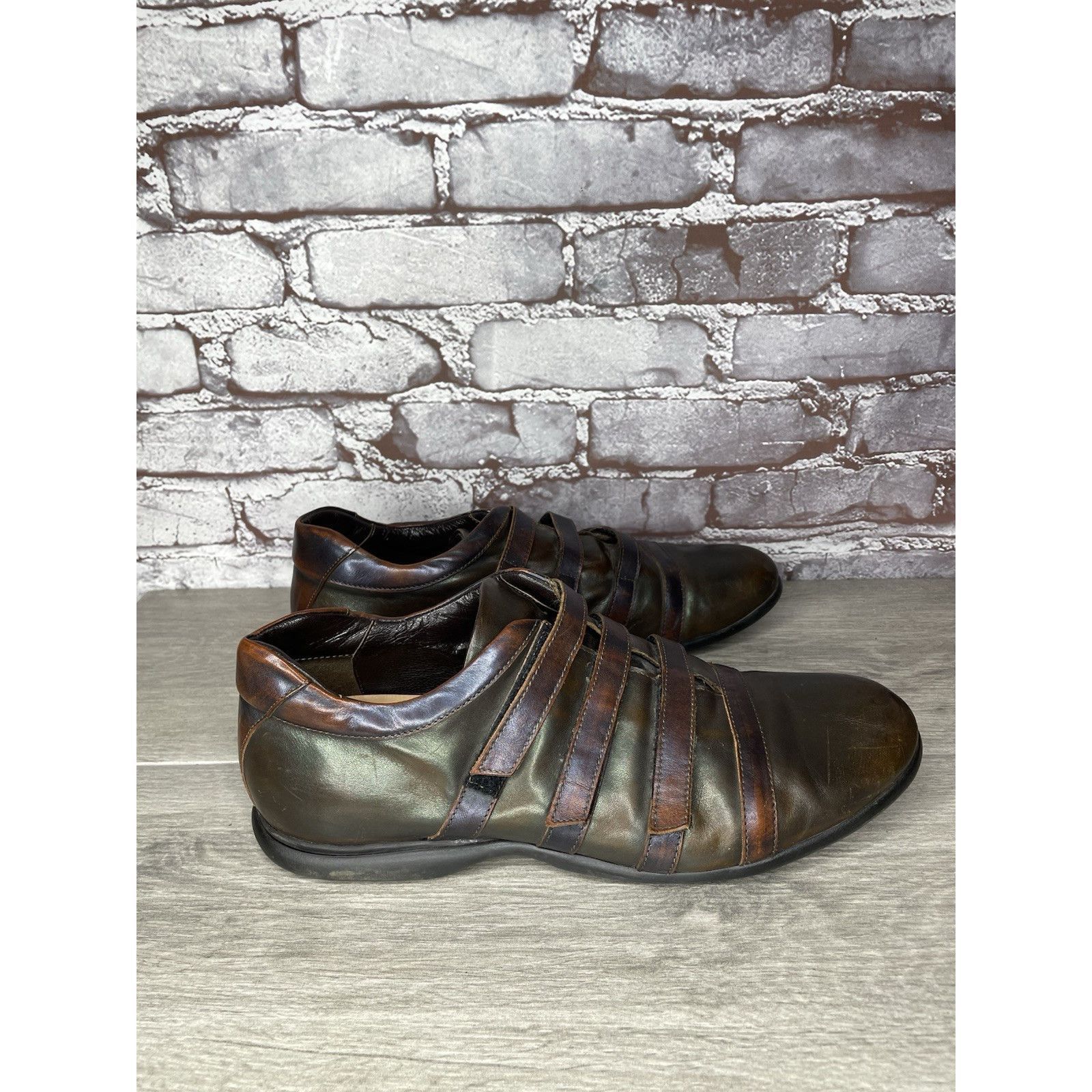 VERRI Bruno Verri Brown Leather Metallic Fashion Shoes Sneakers Me Size US 9 / EU 42 - 3 Thumbnail