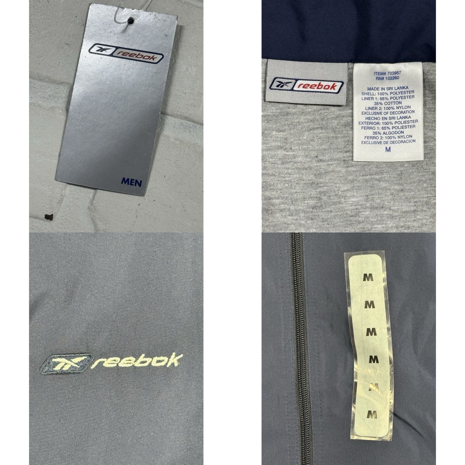 Reebok VINTAGE Reebok Windbreaker Jacket Mens M Navy Gray Lined NWT Y2K Size US M / EU 48-50 / 2 - 8 Thumbnail