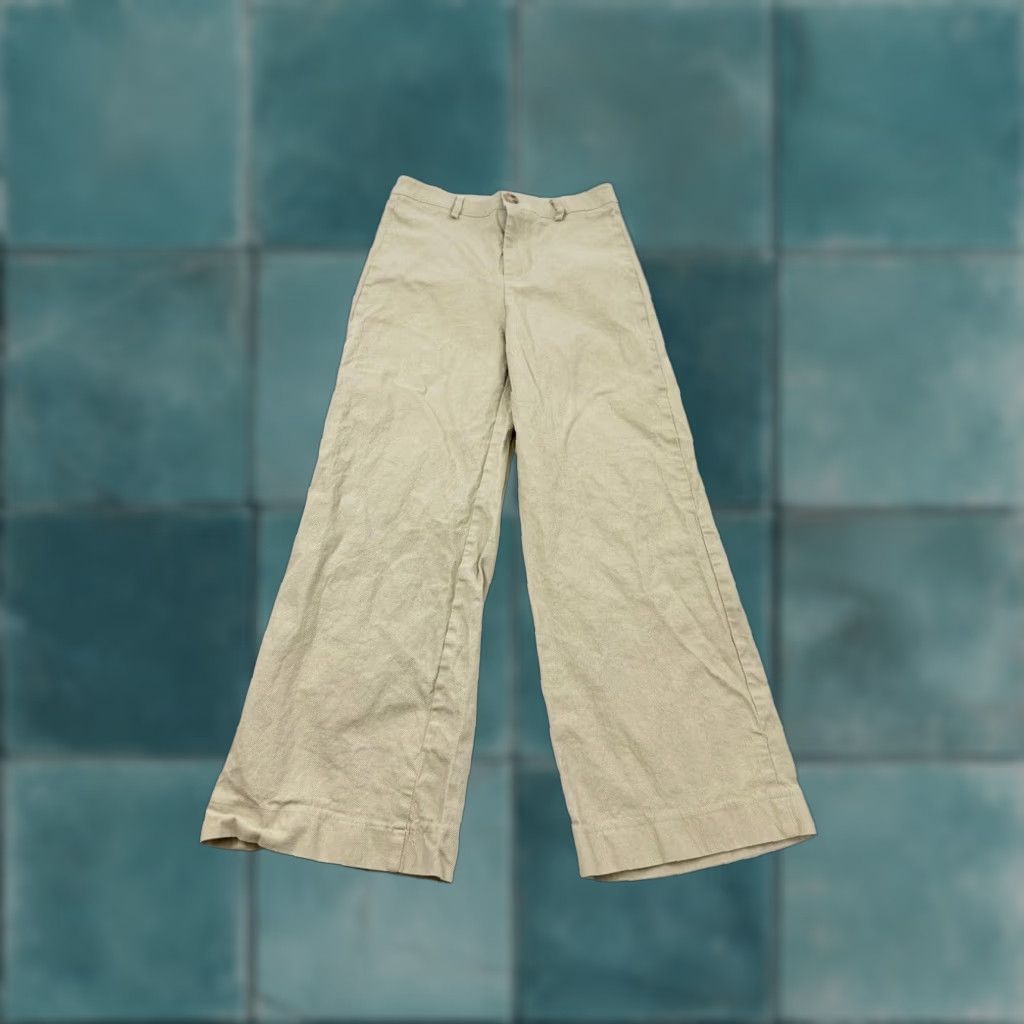 PRINCESS POLLY Princess Polly Wide Leg Khaki High Waisted Pants Women's 4 Beige Size 27" / US 4 / IT 40 - 1 Thumbnail