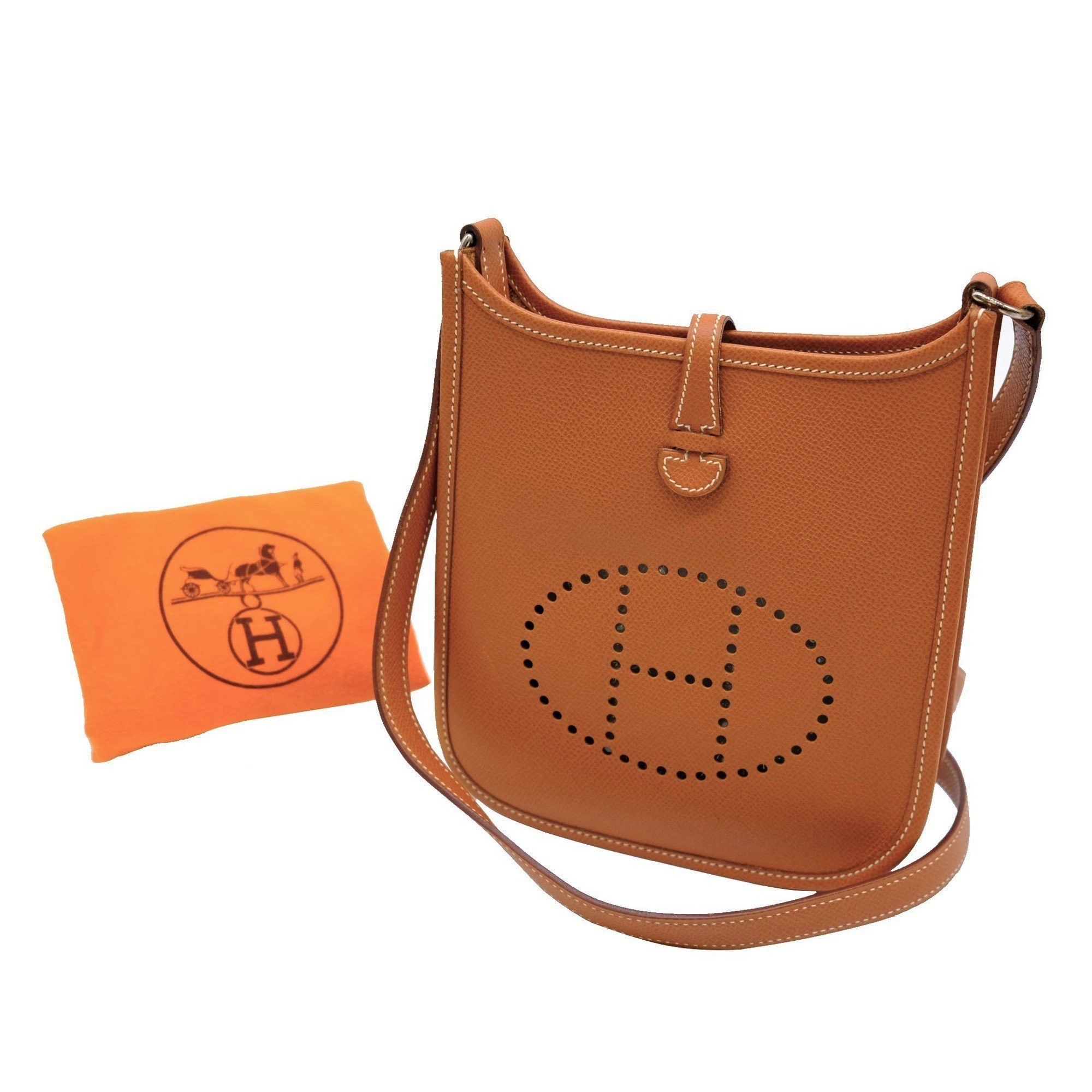 image of Hermes Evelyn Tpm Shoulder Bag Leather Epsom Gold Brown, Women's